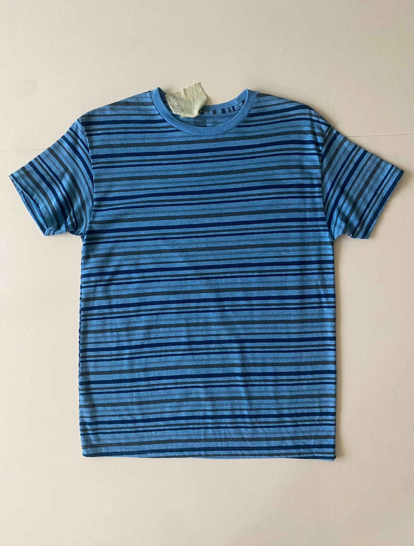 Playera azul rayas, Talla M, Hombre