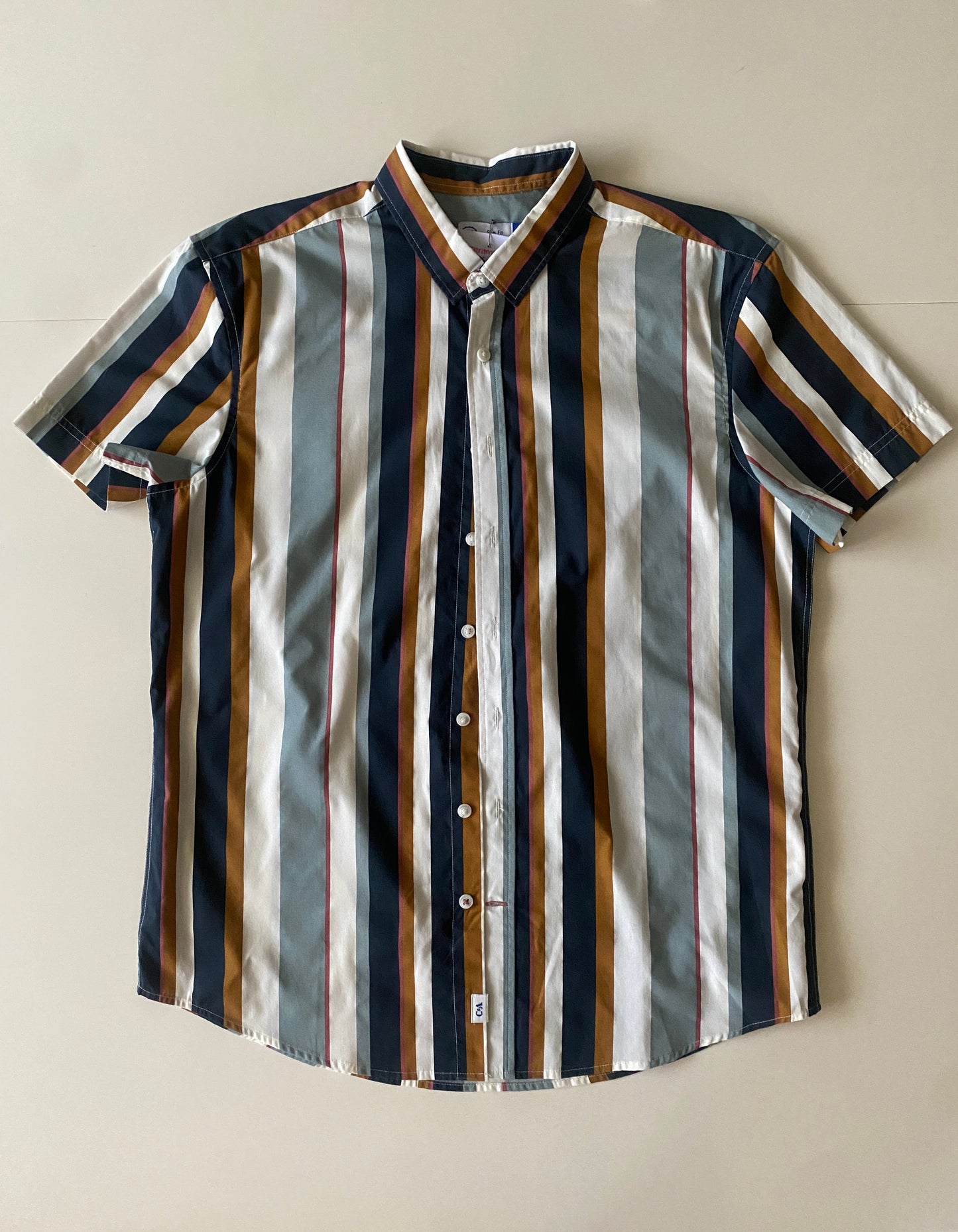 Camisa rayas manga corta, Talla M, Hombre