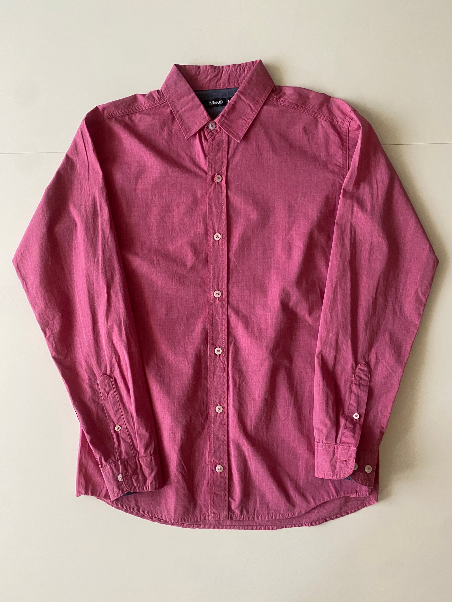 Camisa rosa manga larga, Talla M, Hombre