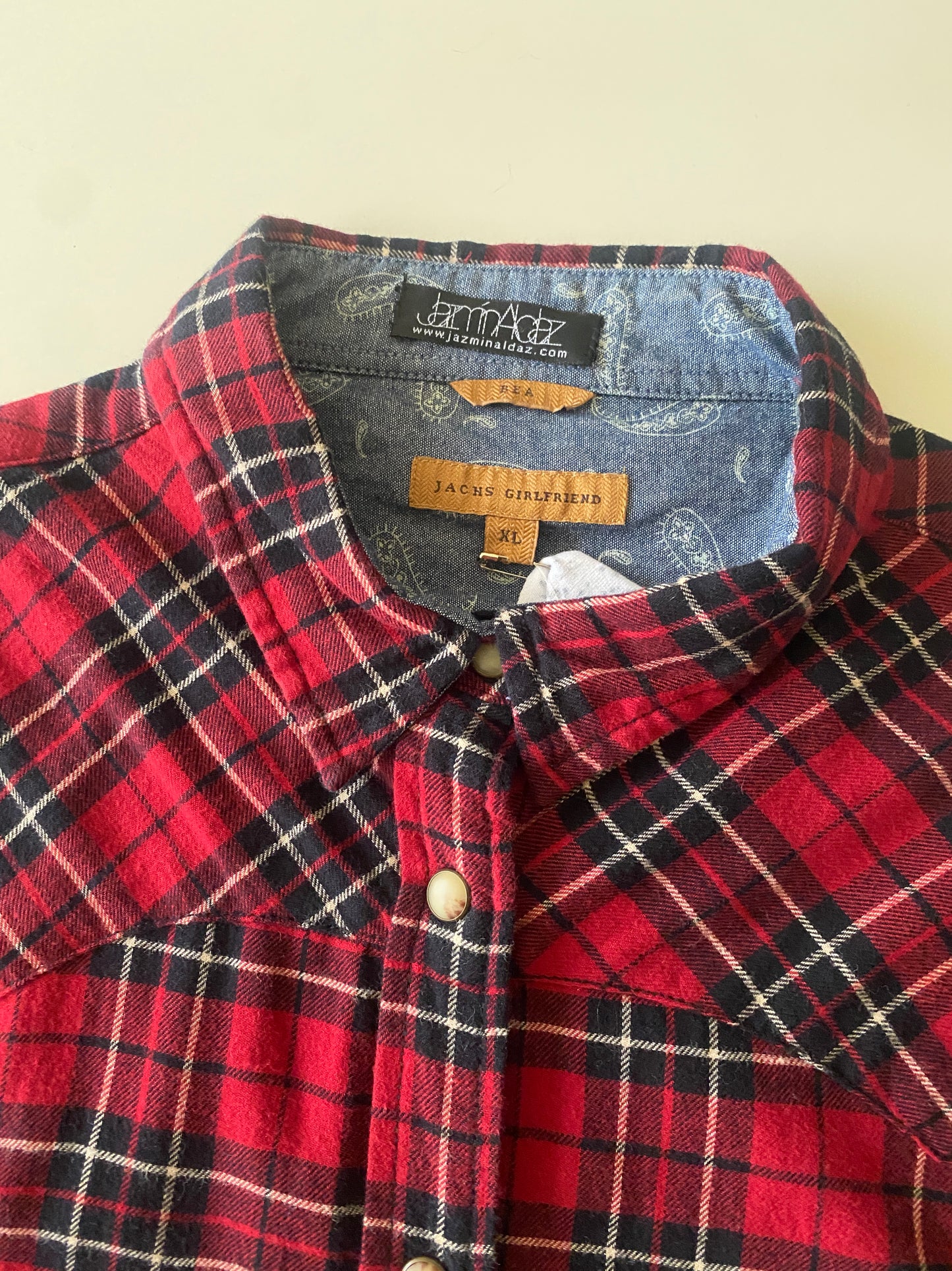 Camisa de cuadros rojos de franela, Talla XL, Mujer