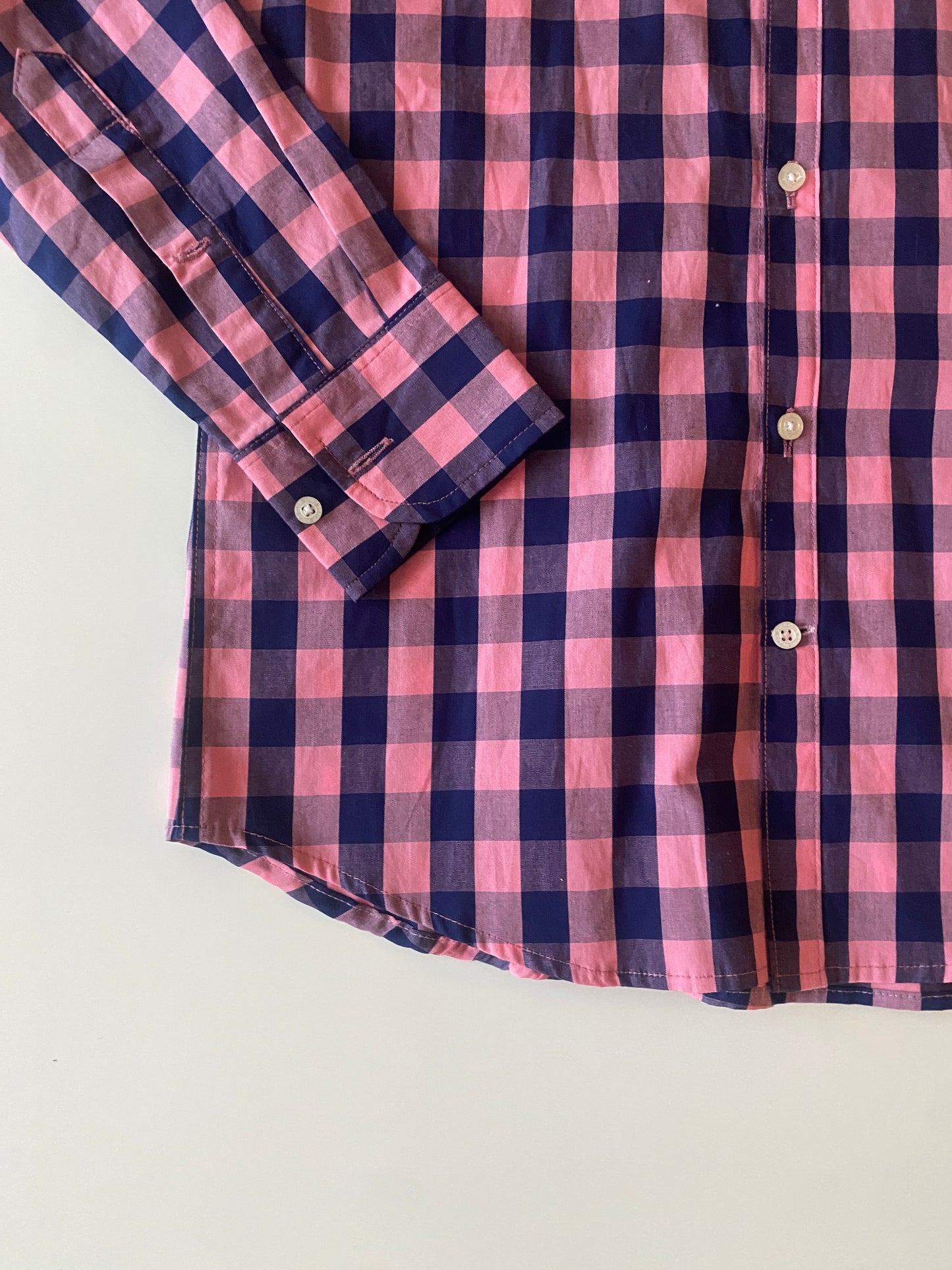 Camisa cuadros rosa con azul, Talla S, 36, Hombre