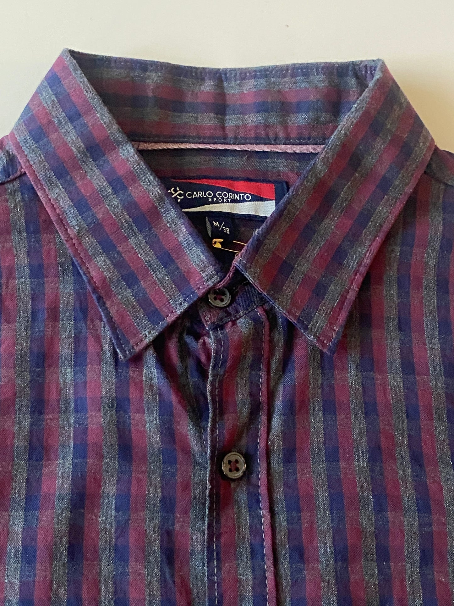 Camisa cuadros pequeños, Talla M, 38, Hombre