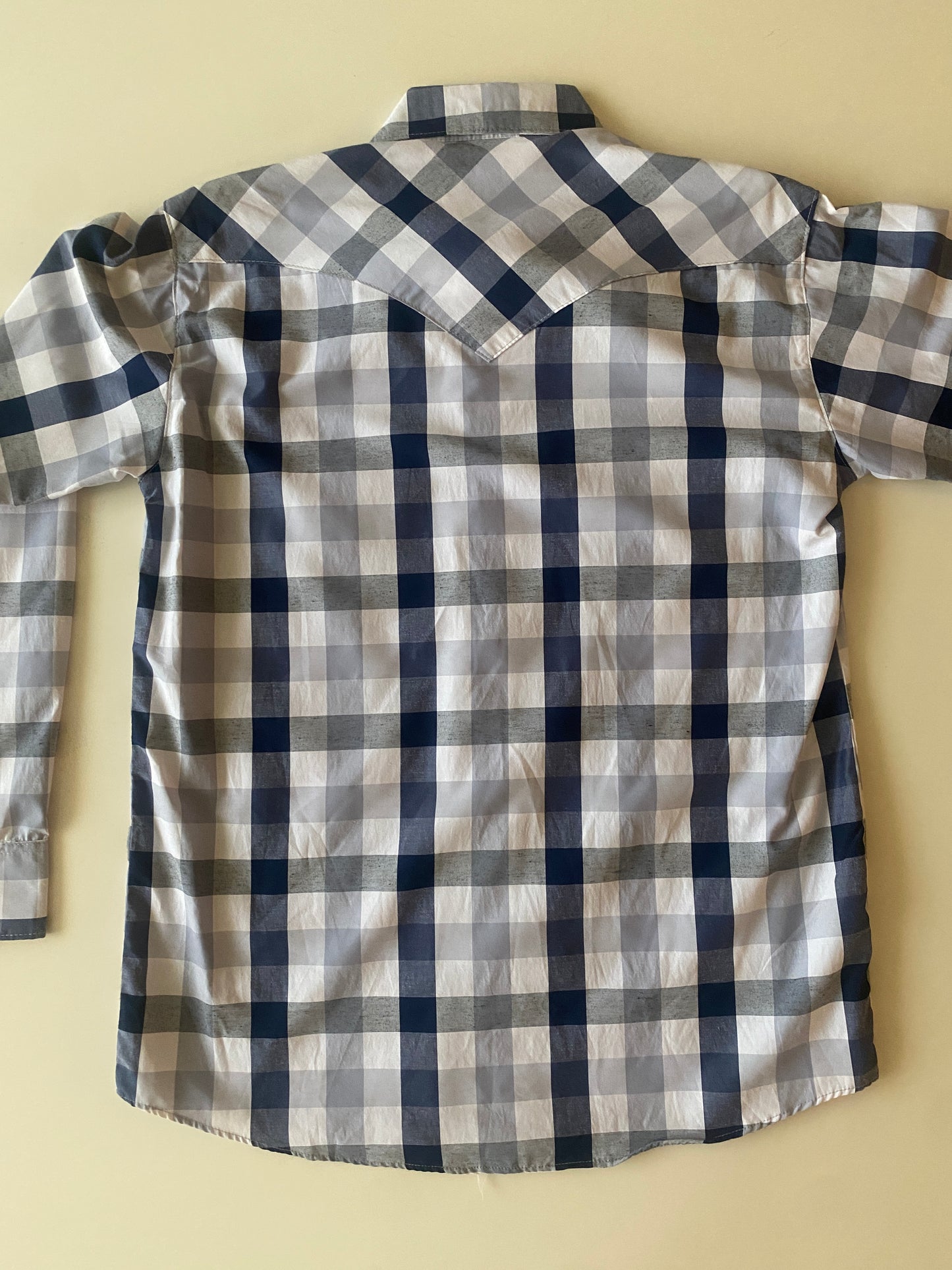 Camisa vaquera de cuadros grises, Talla M, 34, Hombre
