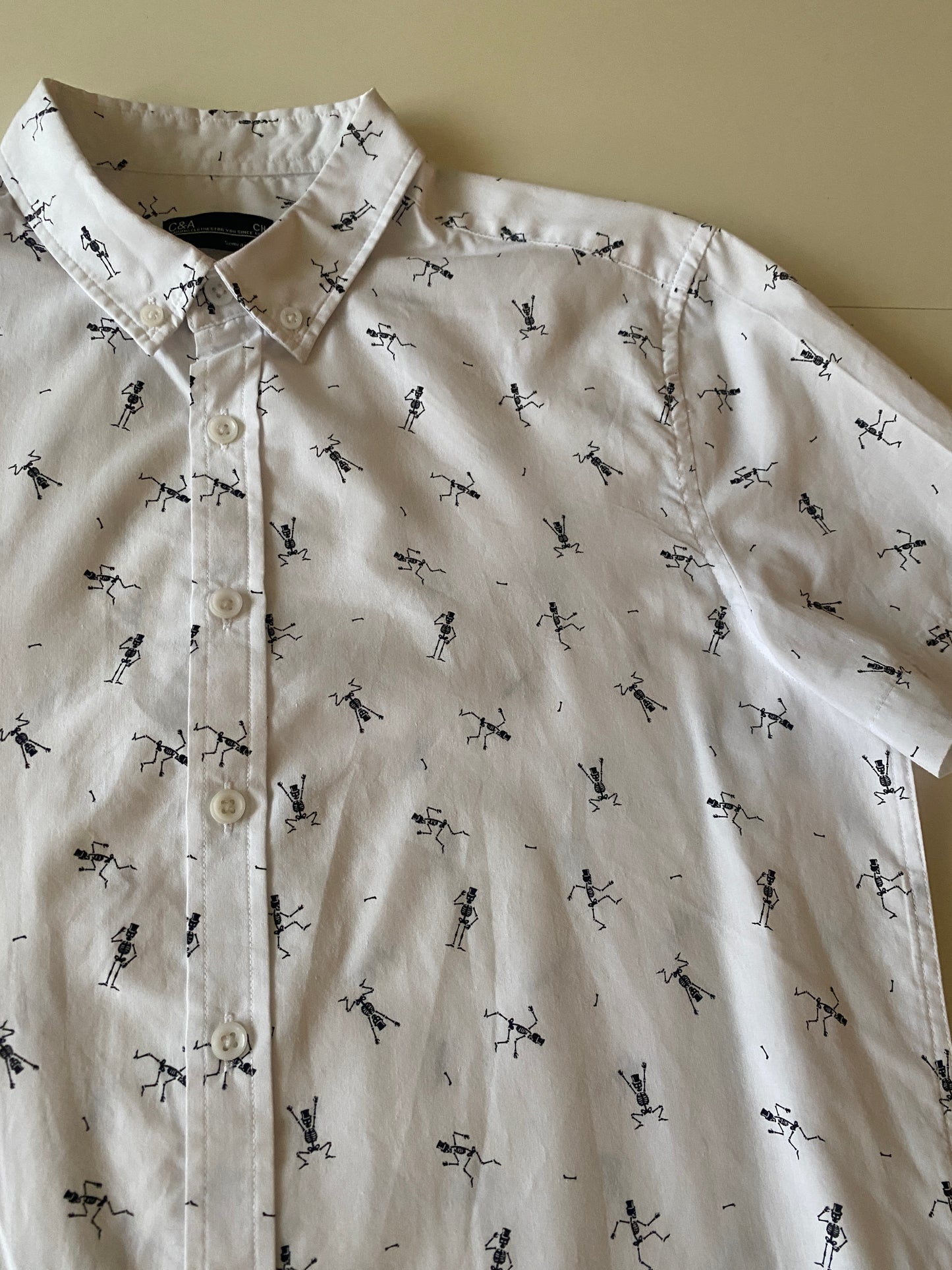 Camisa estampada calaveras, Talla S, Hombre