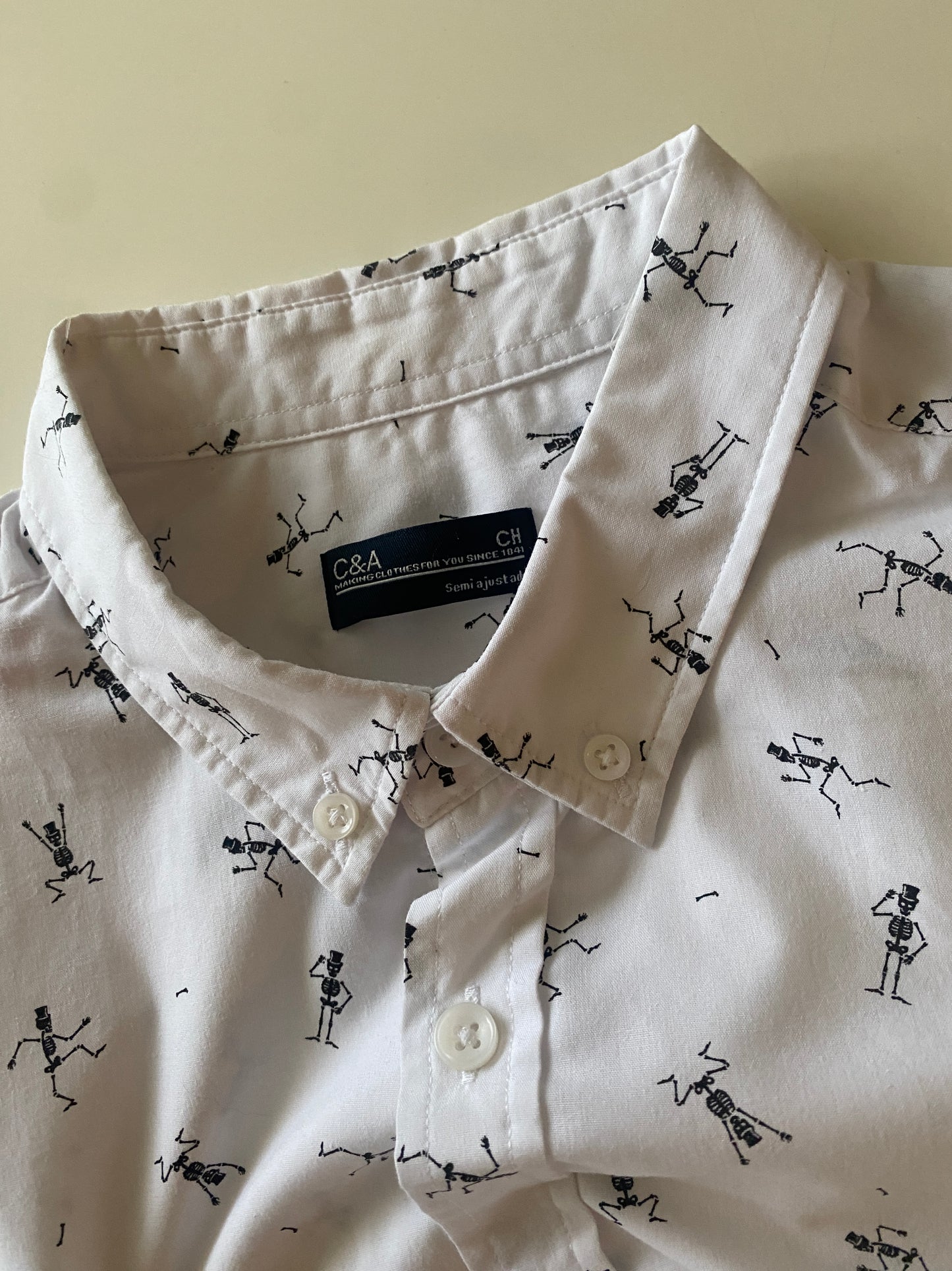 Camisa estampada calaveras, Talla S, Hombre