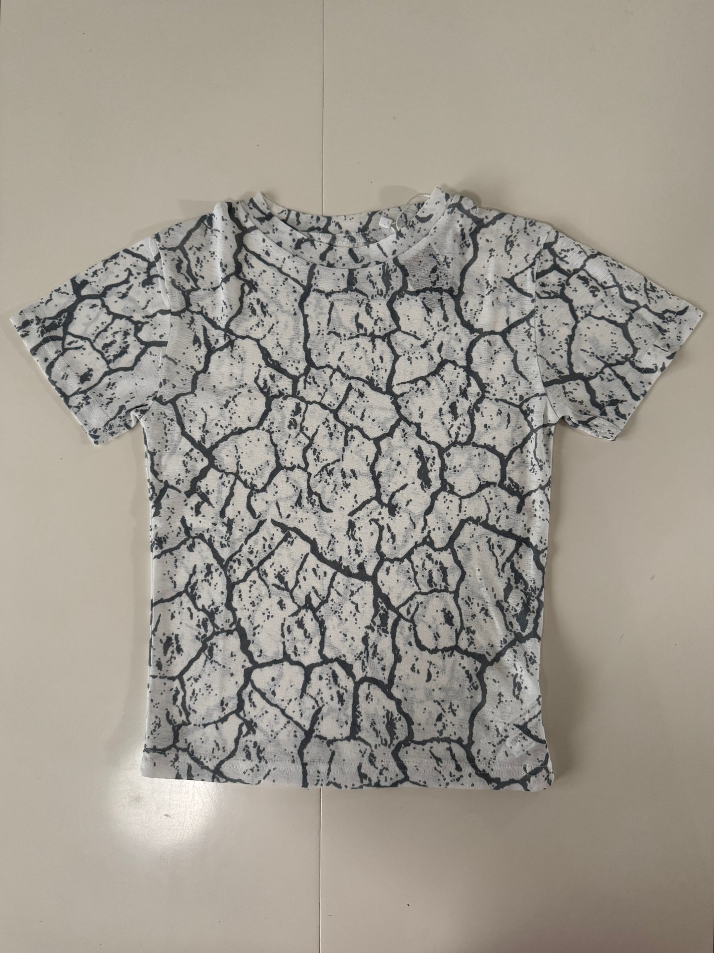 Playera blanca estampada marmol, Talla XS, Mujer, Rewind