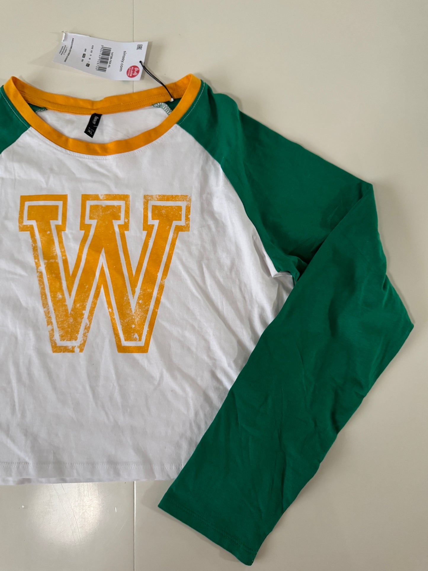 Camisa manga raglan verde, Talla XL, Mujer, Sinsay