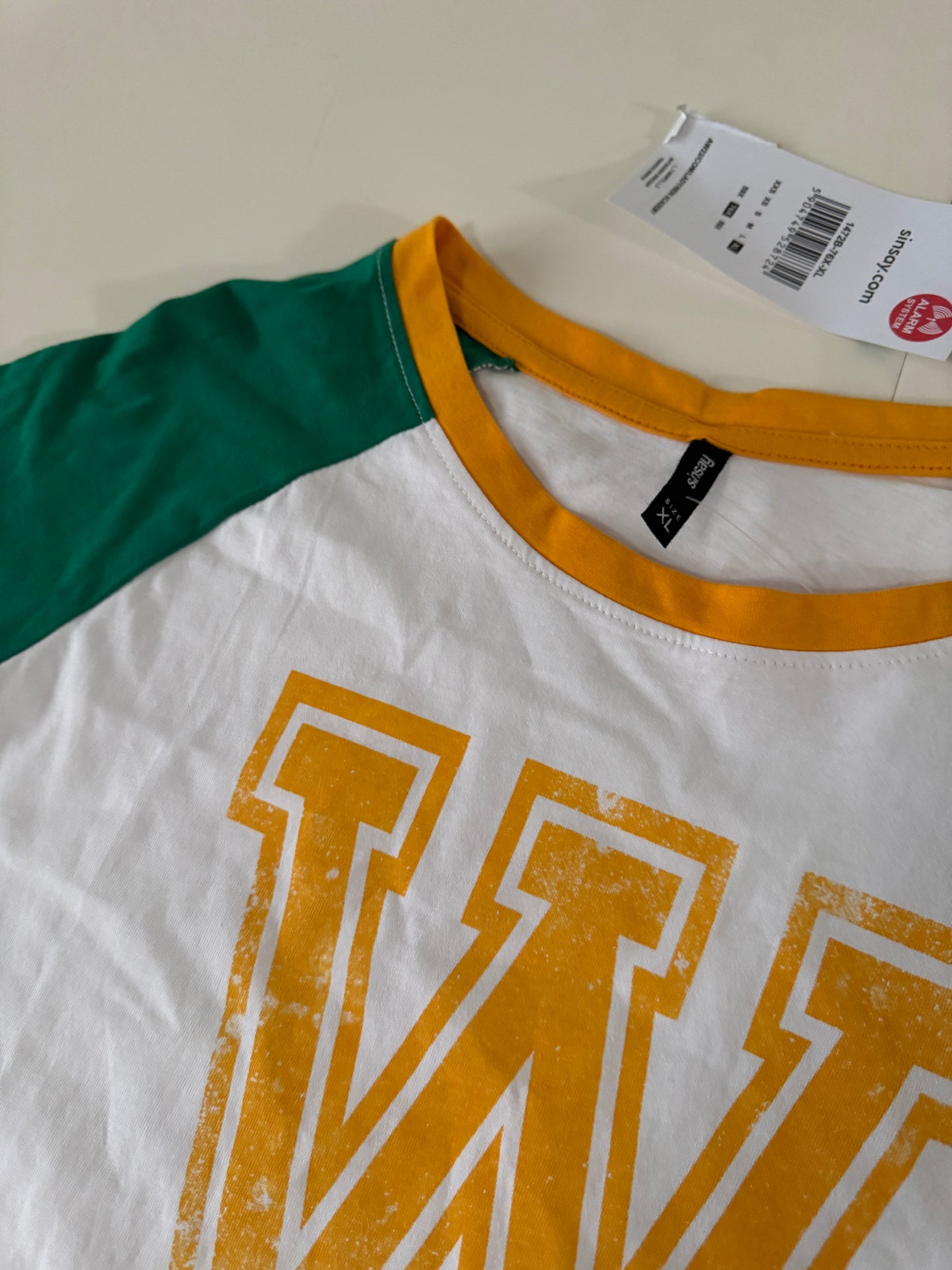 Camisa manga raglan verde, Talla XL, Mujer, Sinsay