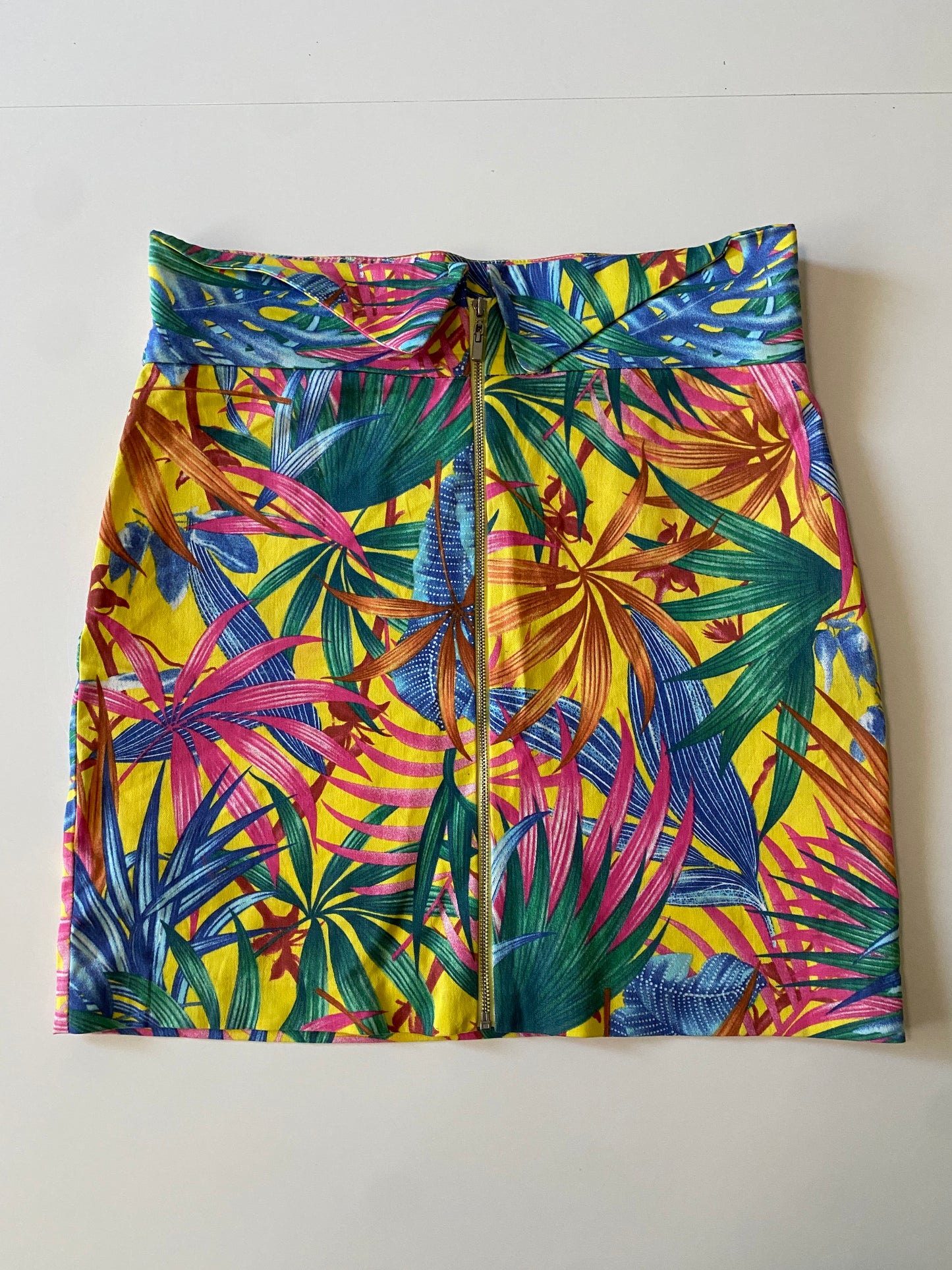 Falda estampada tropical, Talla M, Mujer