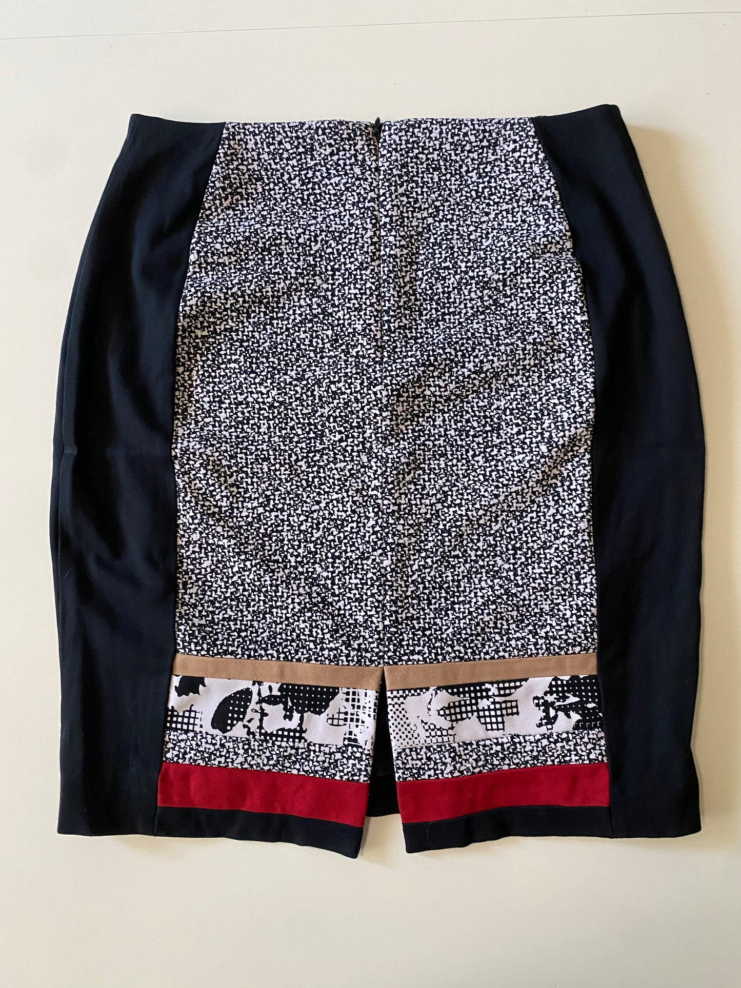 Falda de vestir con bloques estampados, Talla 4, M, Mujer