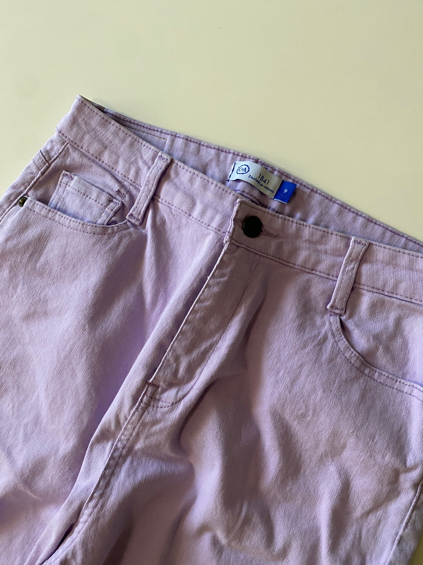 Jeans lilas, tiro alto, Talla 9, Mujer