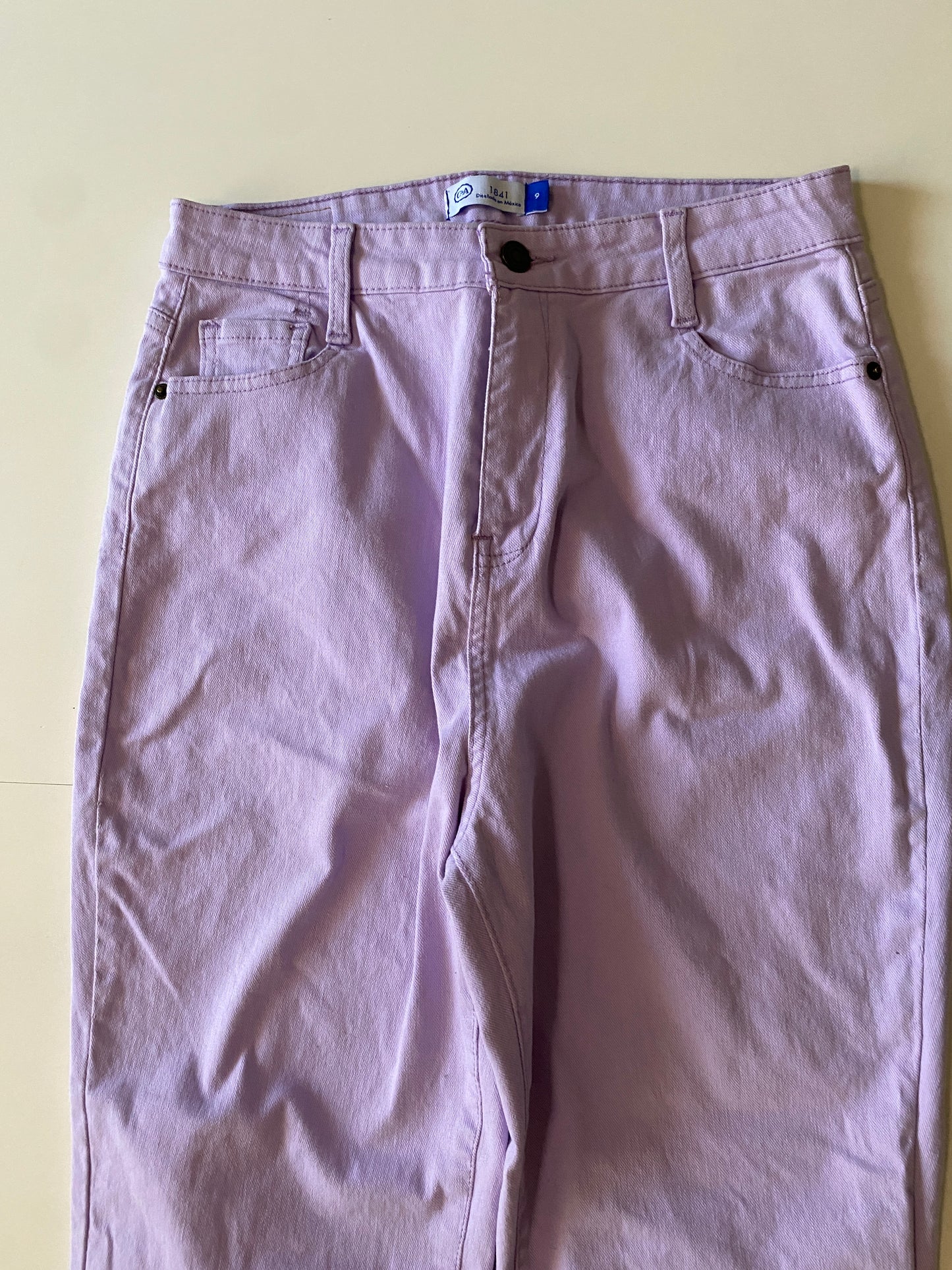Jeans lilas, tiro alto, Talla 9, Mujer