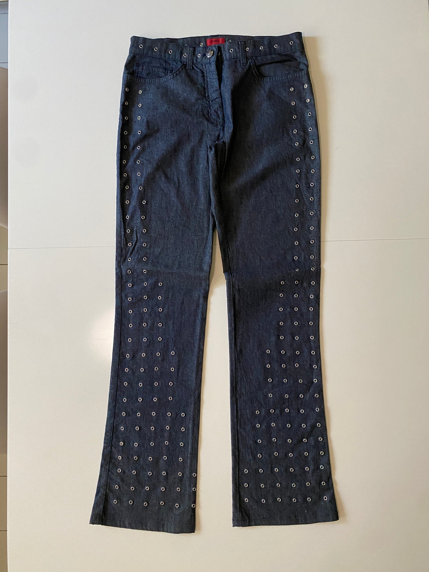 Jeans con ojales decorativos, Talla w 27, l 32, Mujer