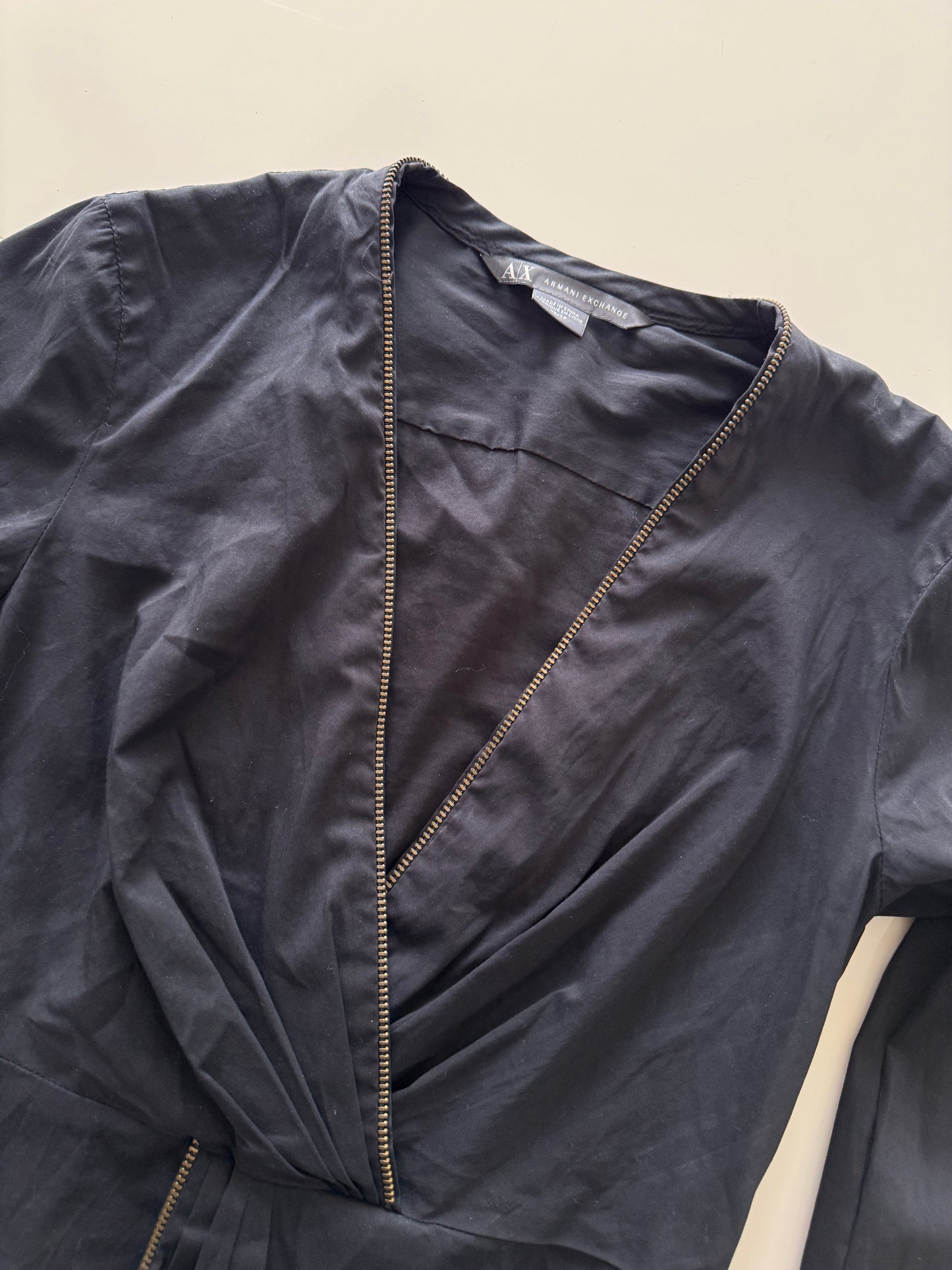Blusa negra cruzada, Talla Xs, Mujer, A/X Armani Exchange