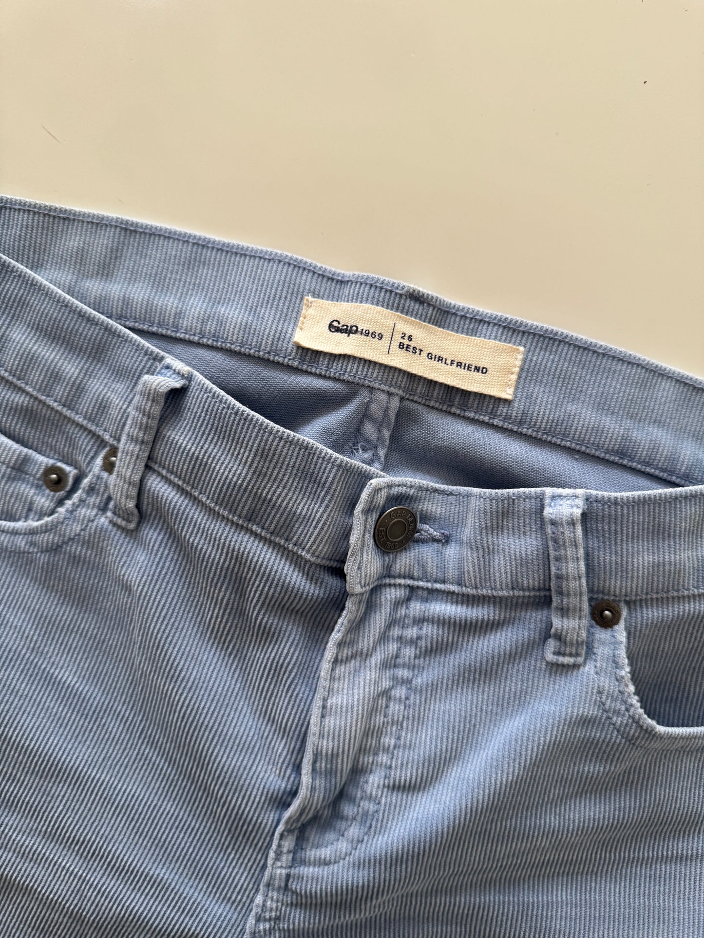 Pantalones de corduroy celeste, Talla 26, S, Mujer, Gap 1969