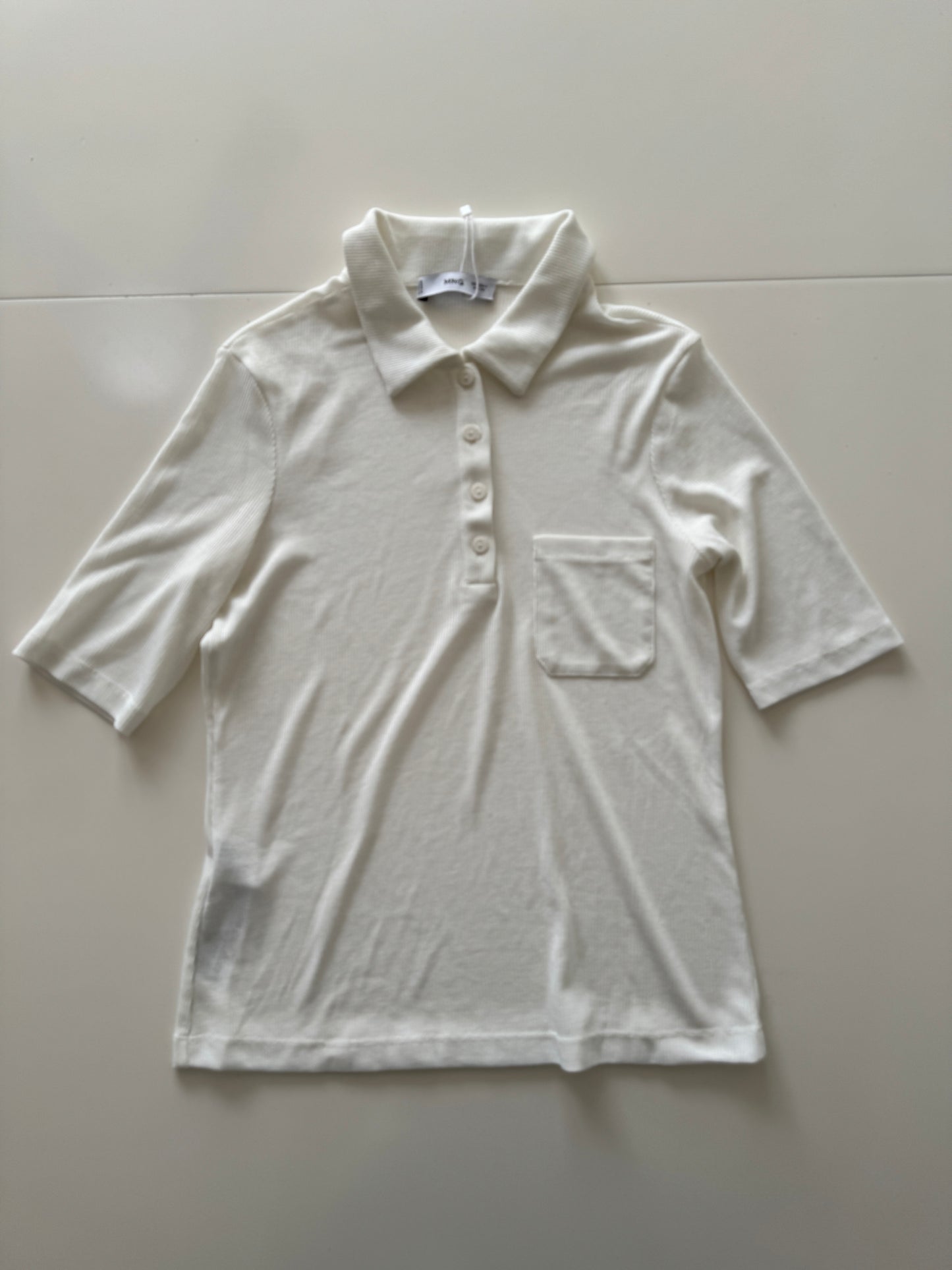 Camisa de punto blanca, Talla S, Mujer, MNG