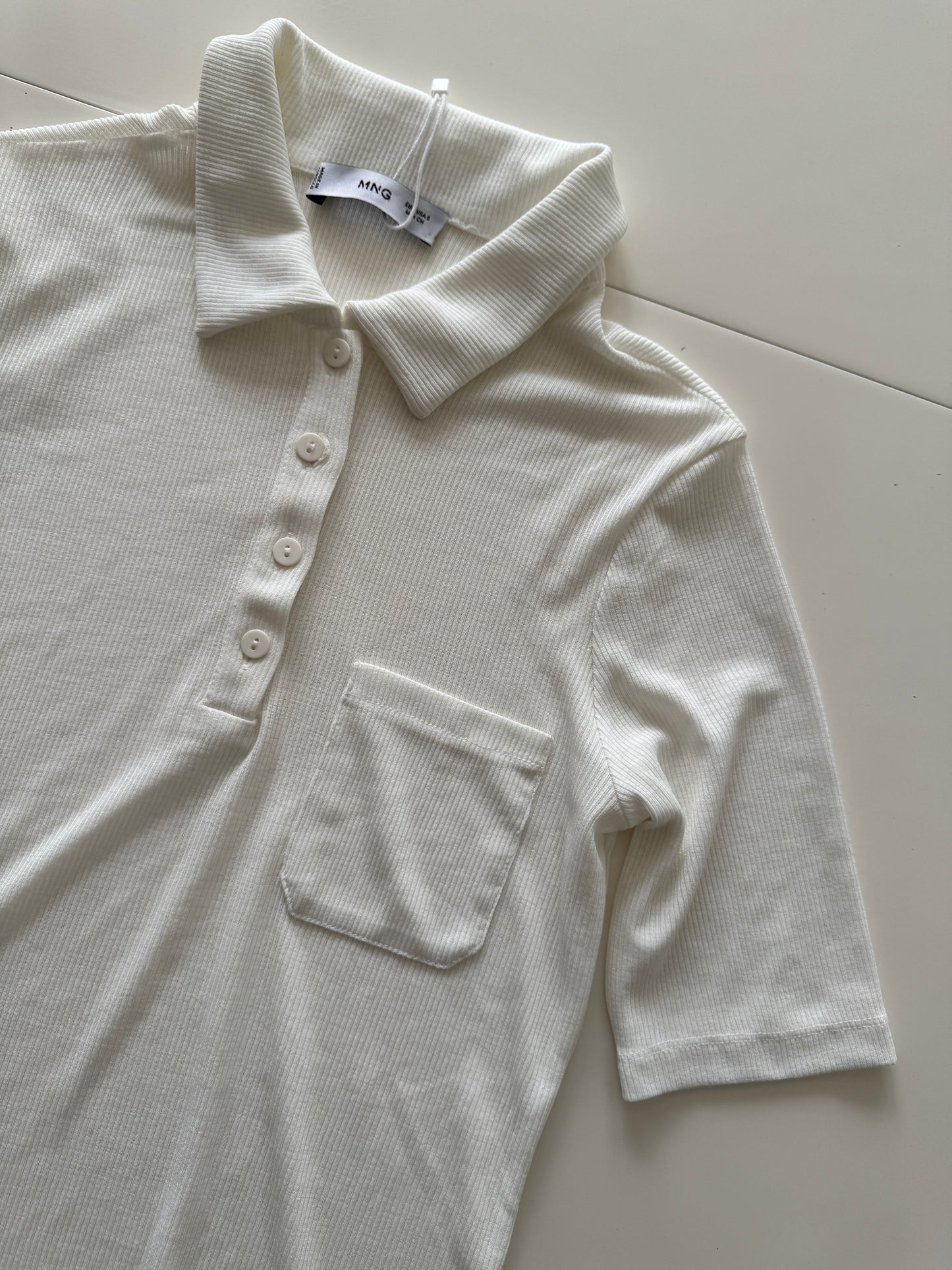 Camisa de punto blanca, Talla S, Mujer, MNG
