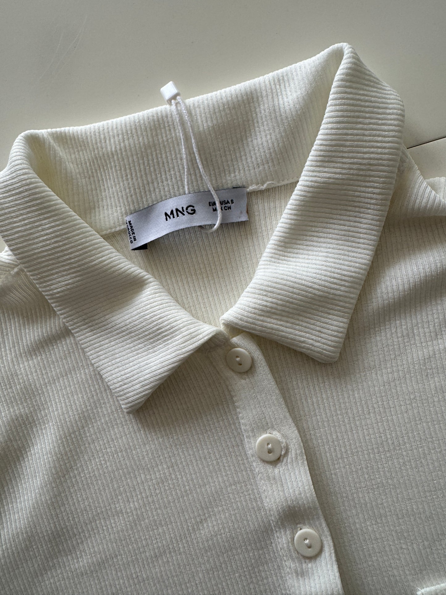 Camisa de punto blanca, Talla S, Mujer, MNG