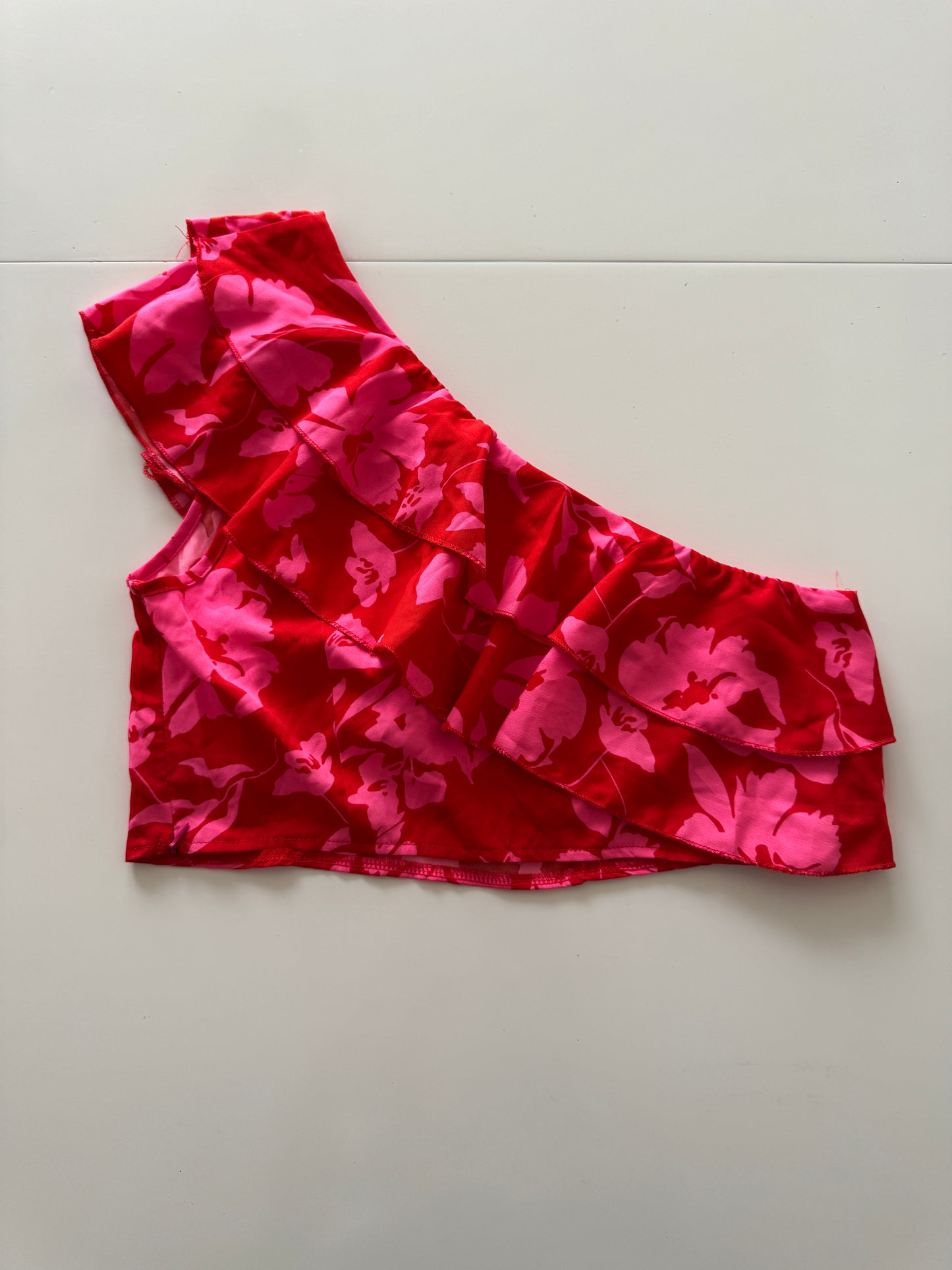 Crop top estampado con holanes, Talla L, Mujer, Shein
