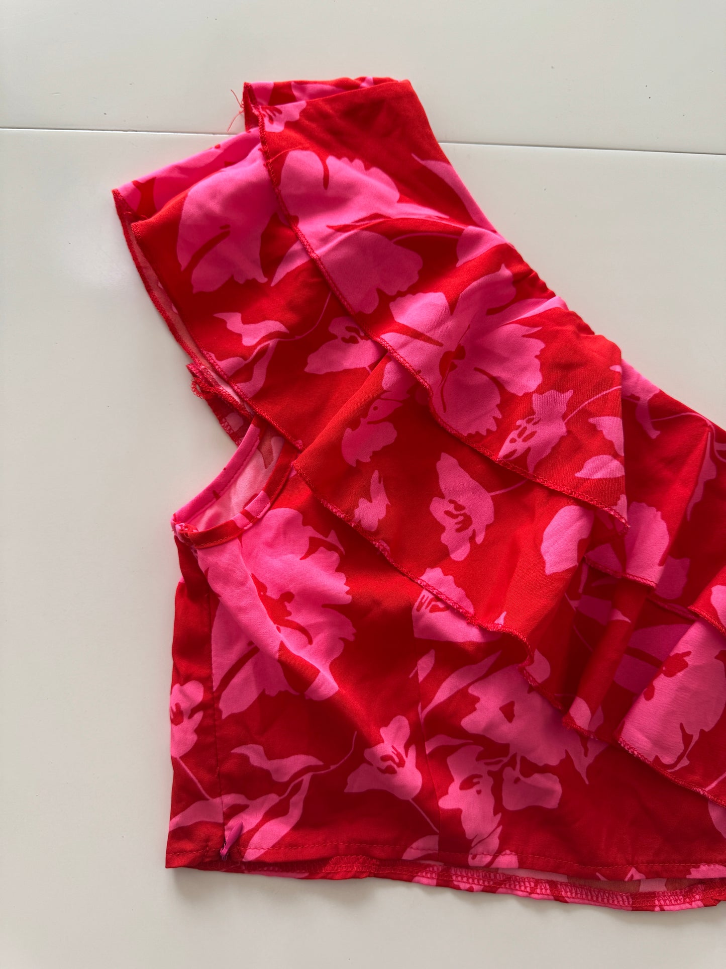 Crop top estampado con holanes, Talla L, Mujer, Shein