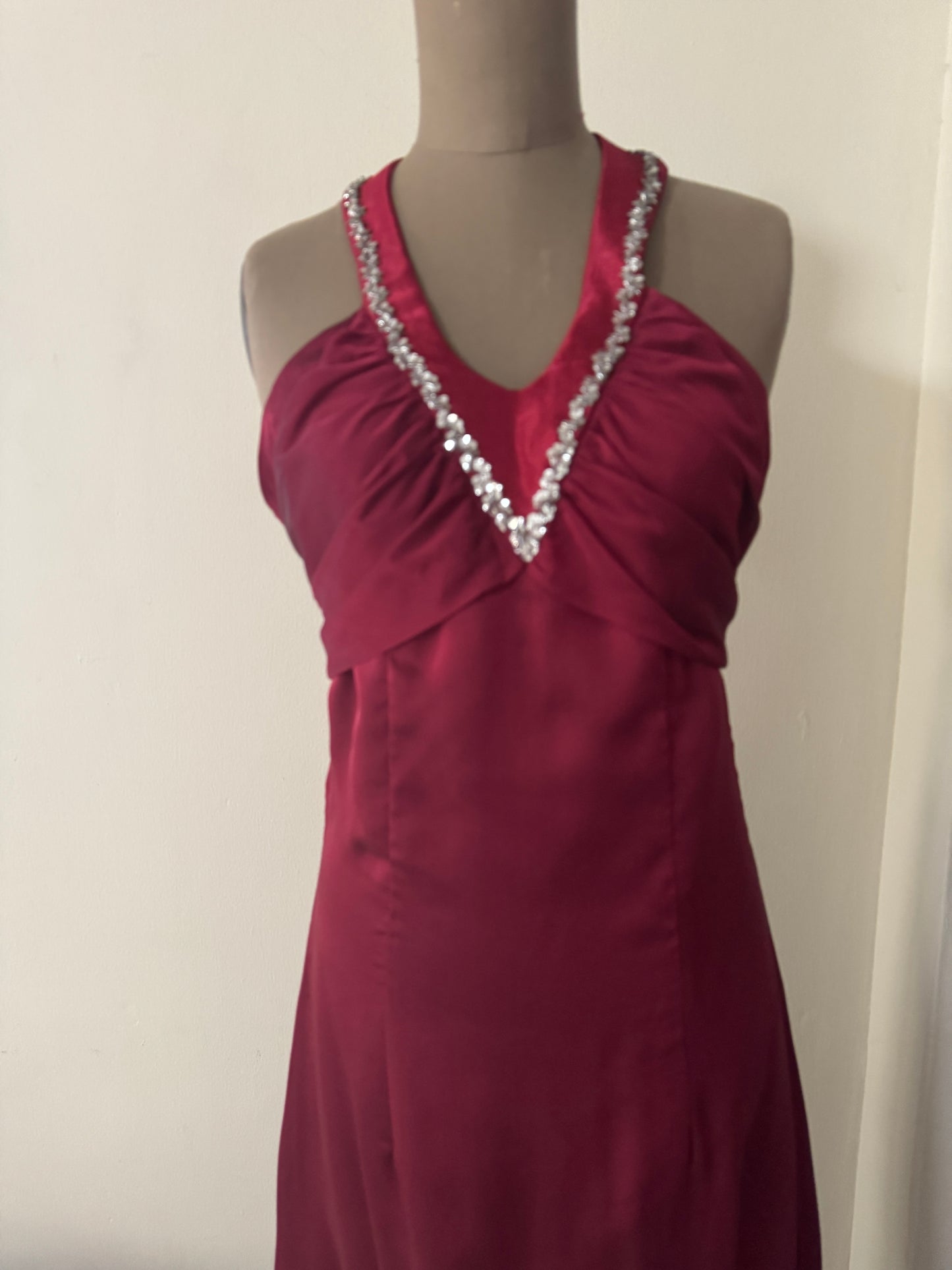 Vestido de fiesta color vino, Talla S, Mujer