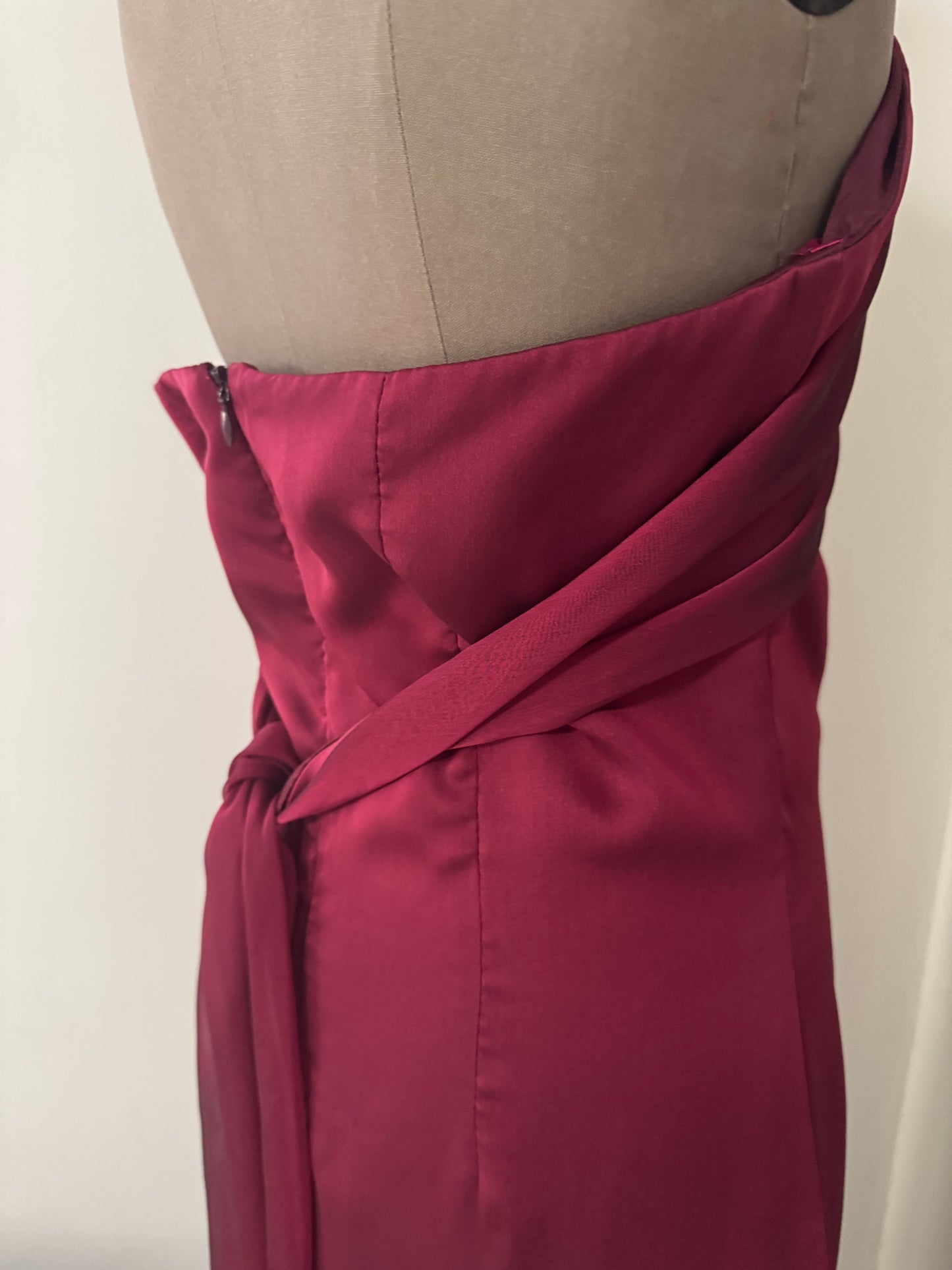 Vestido de fiesta color vino, Talla S, Mujer