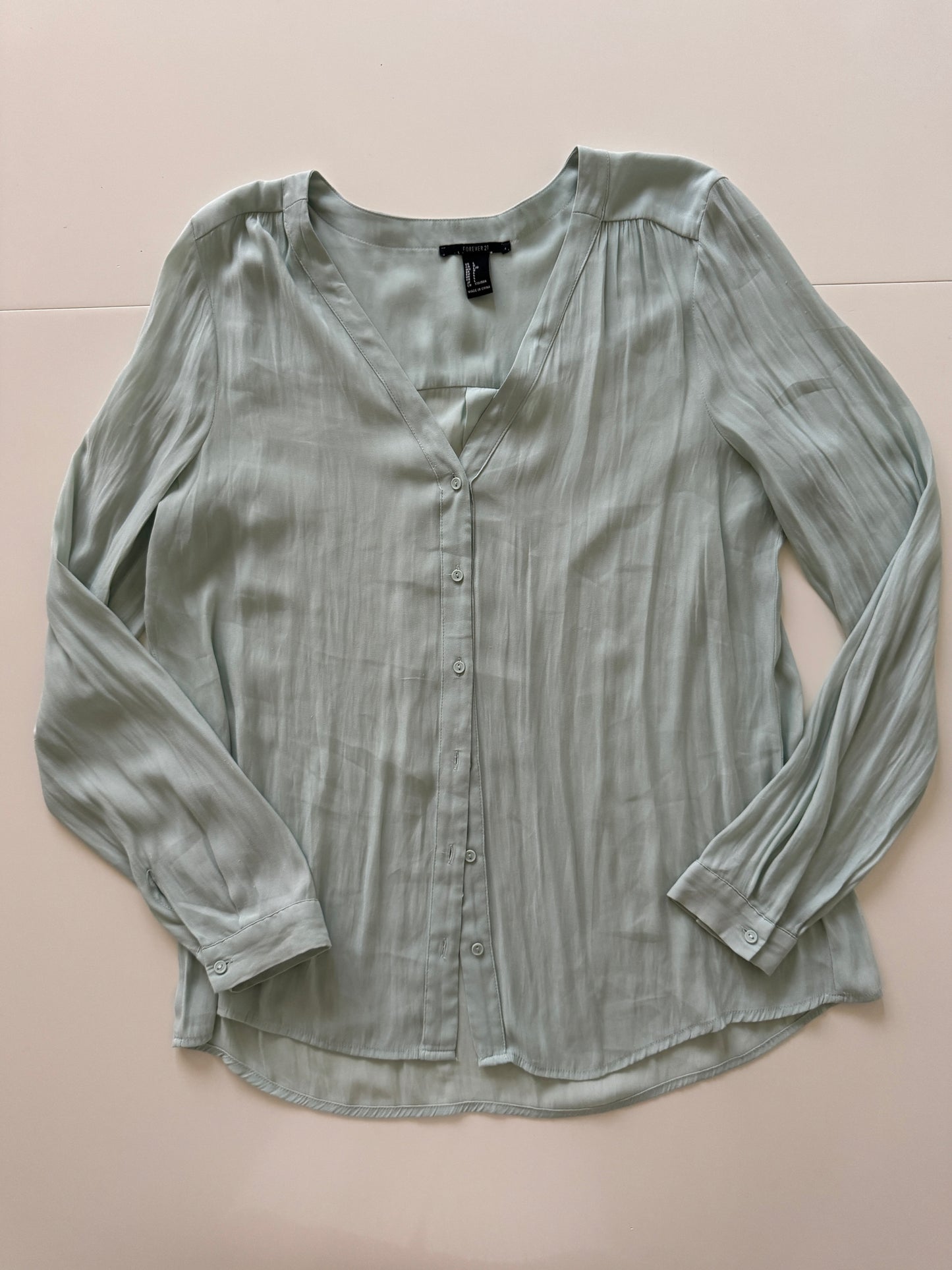 Camisa ligera color menta, Talla L, Mujer