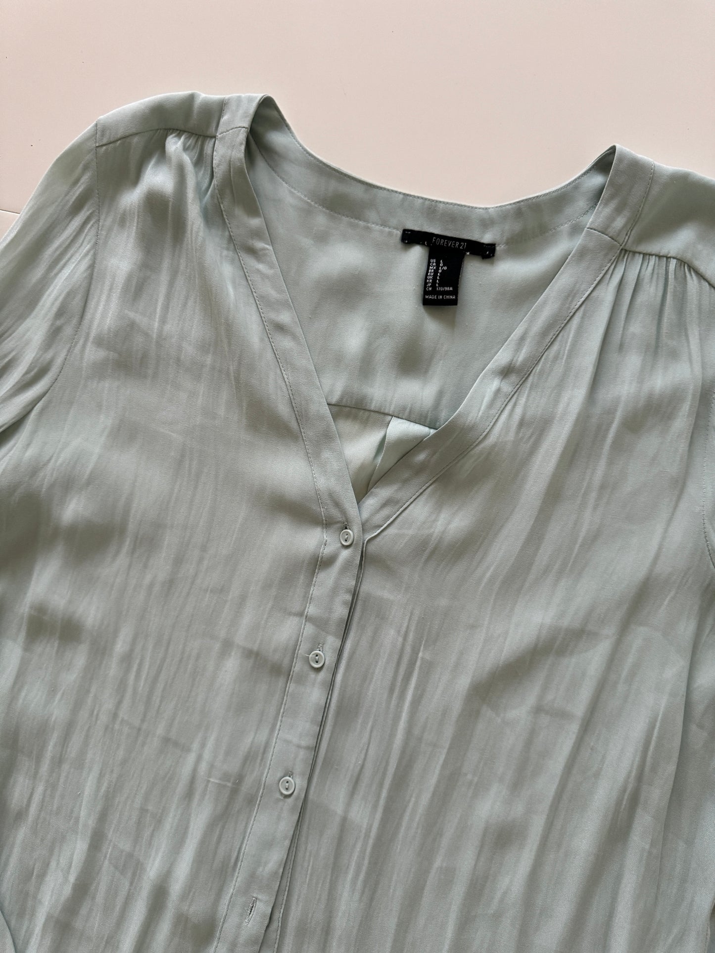 Camisa ligera color menta, Talla L, Mujer