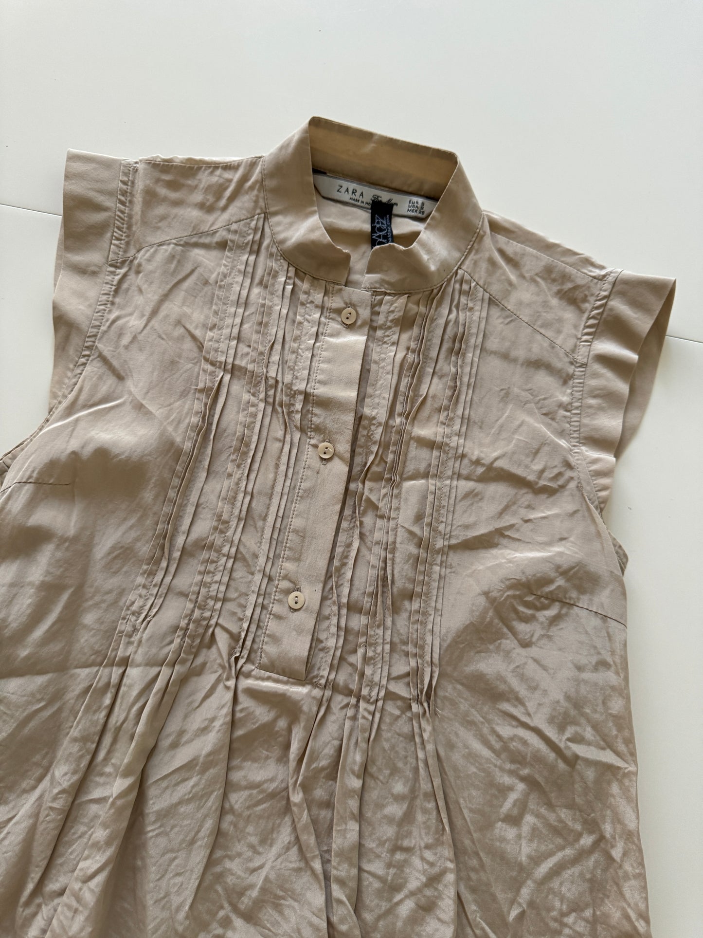 Blusa con alforzas al frente, Talla S, Mujer