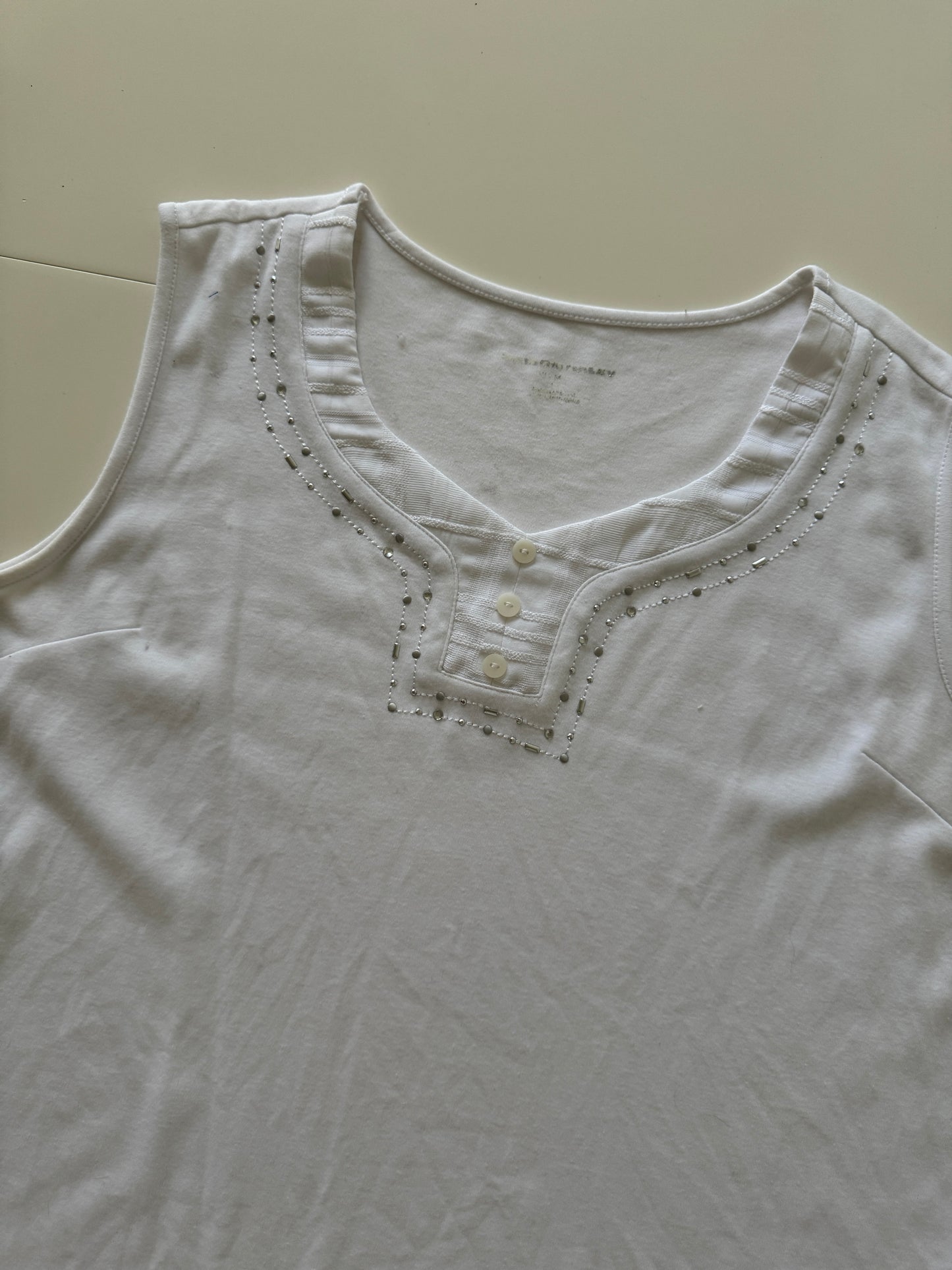 Blusa sin mangas blanca, Talla XL, Mujer
