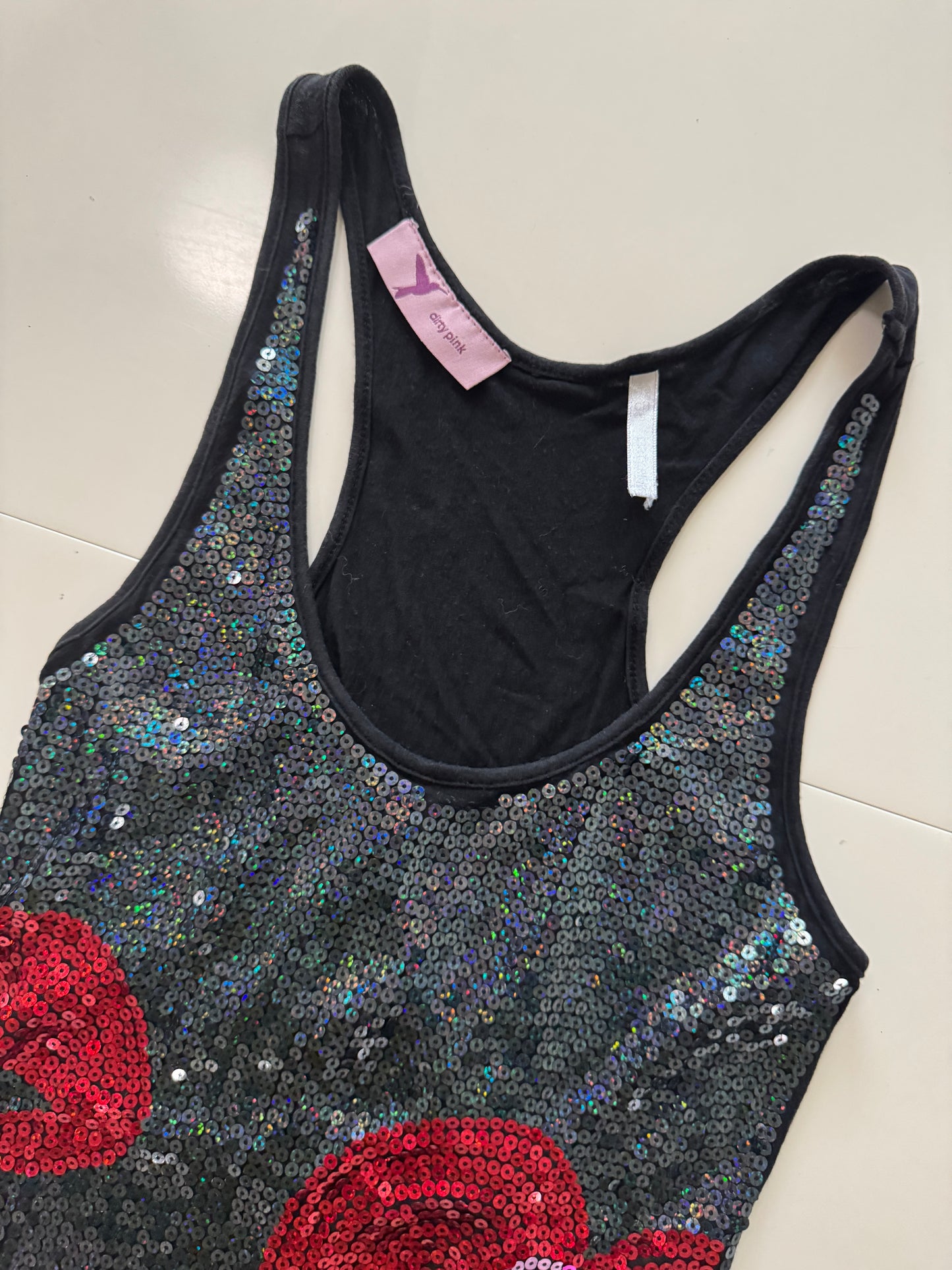 Blusa larga de lentejuelas, Talla S, Mujer, Dirty Pink
