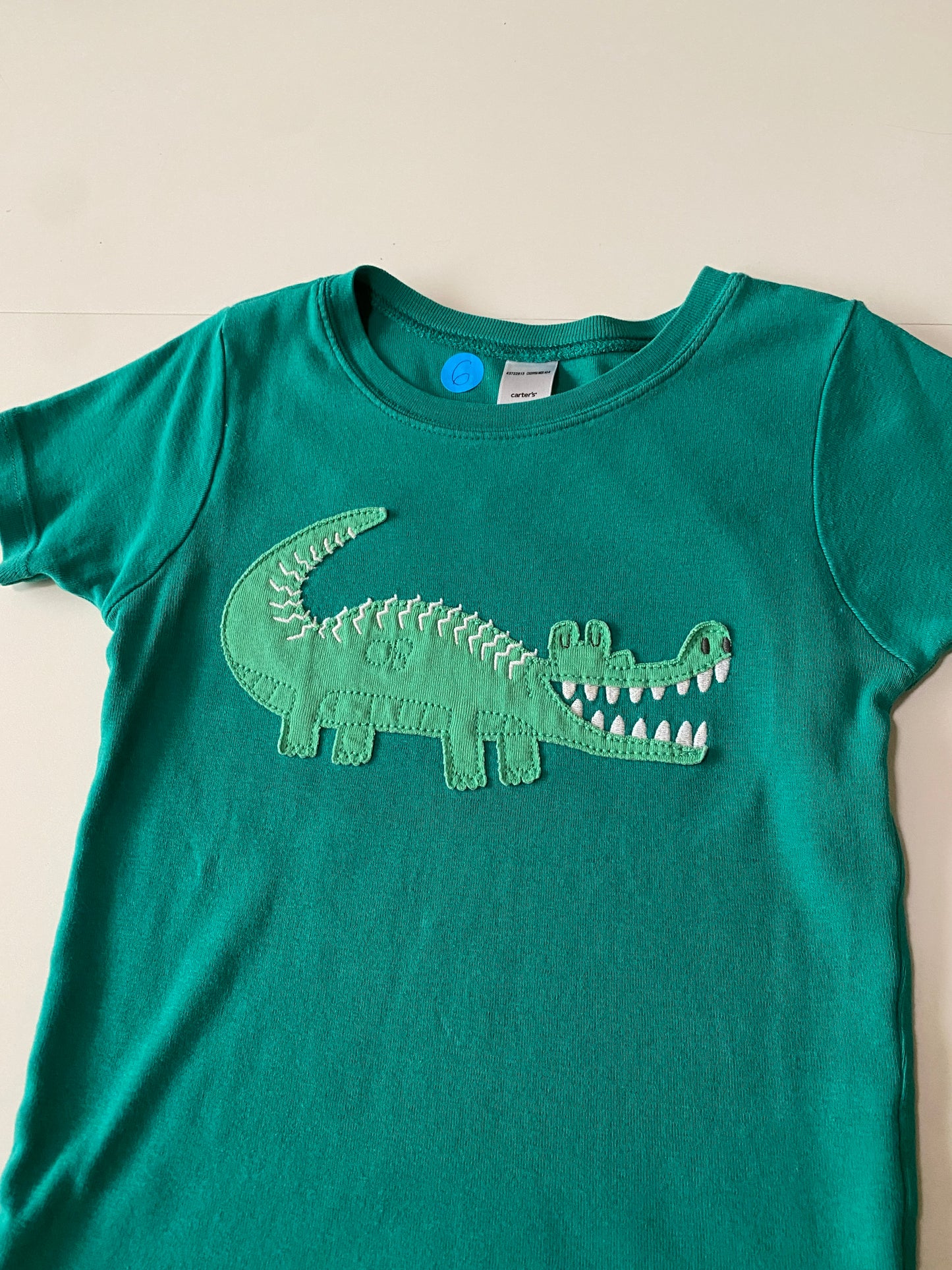 Playera verde con cocodrilo, Talla 6 años, Niño