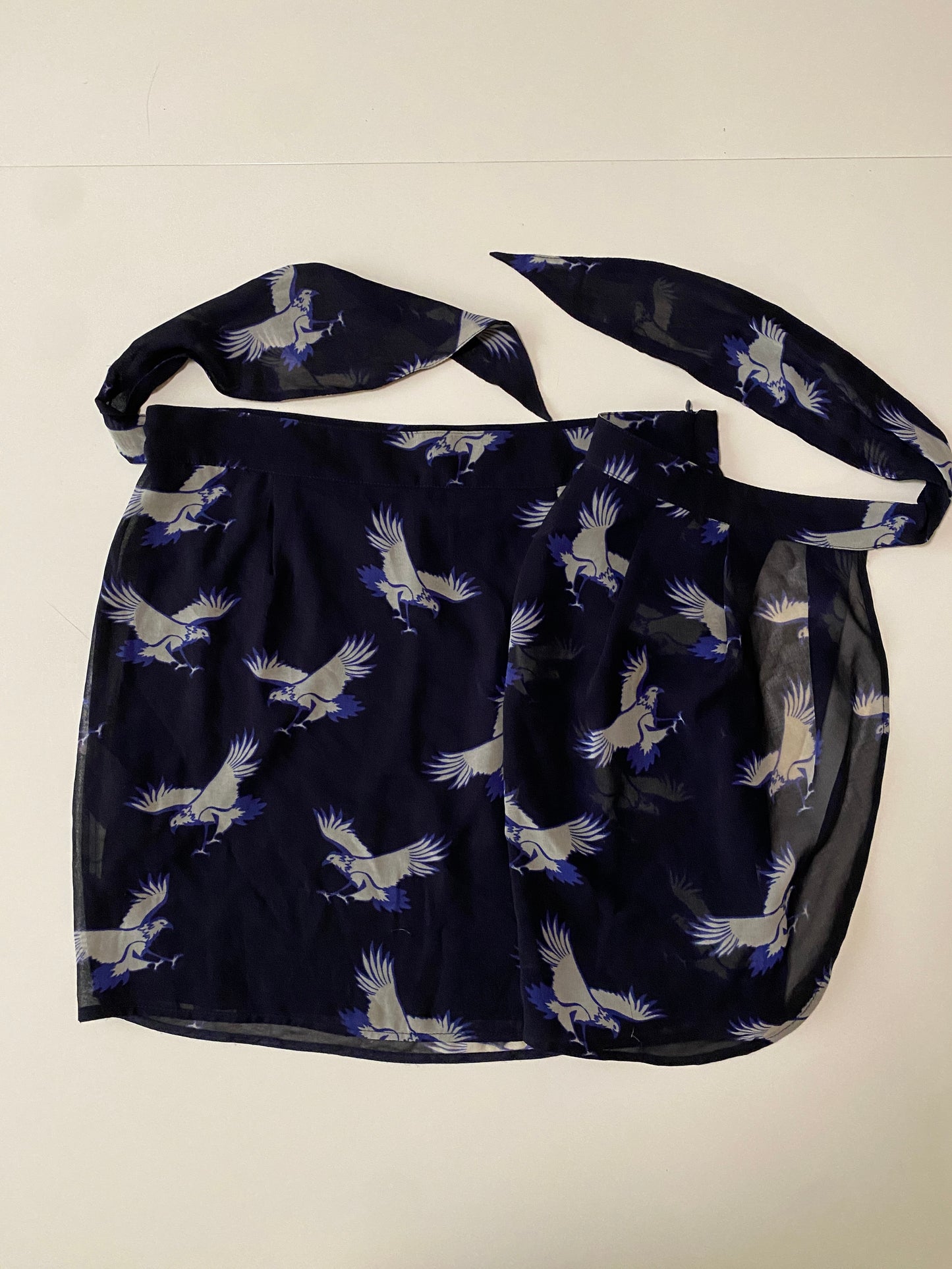 Mini falda azul estampada, Talla M, 28, Mujer