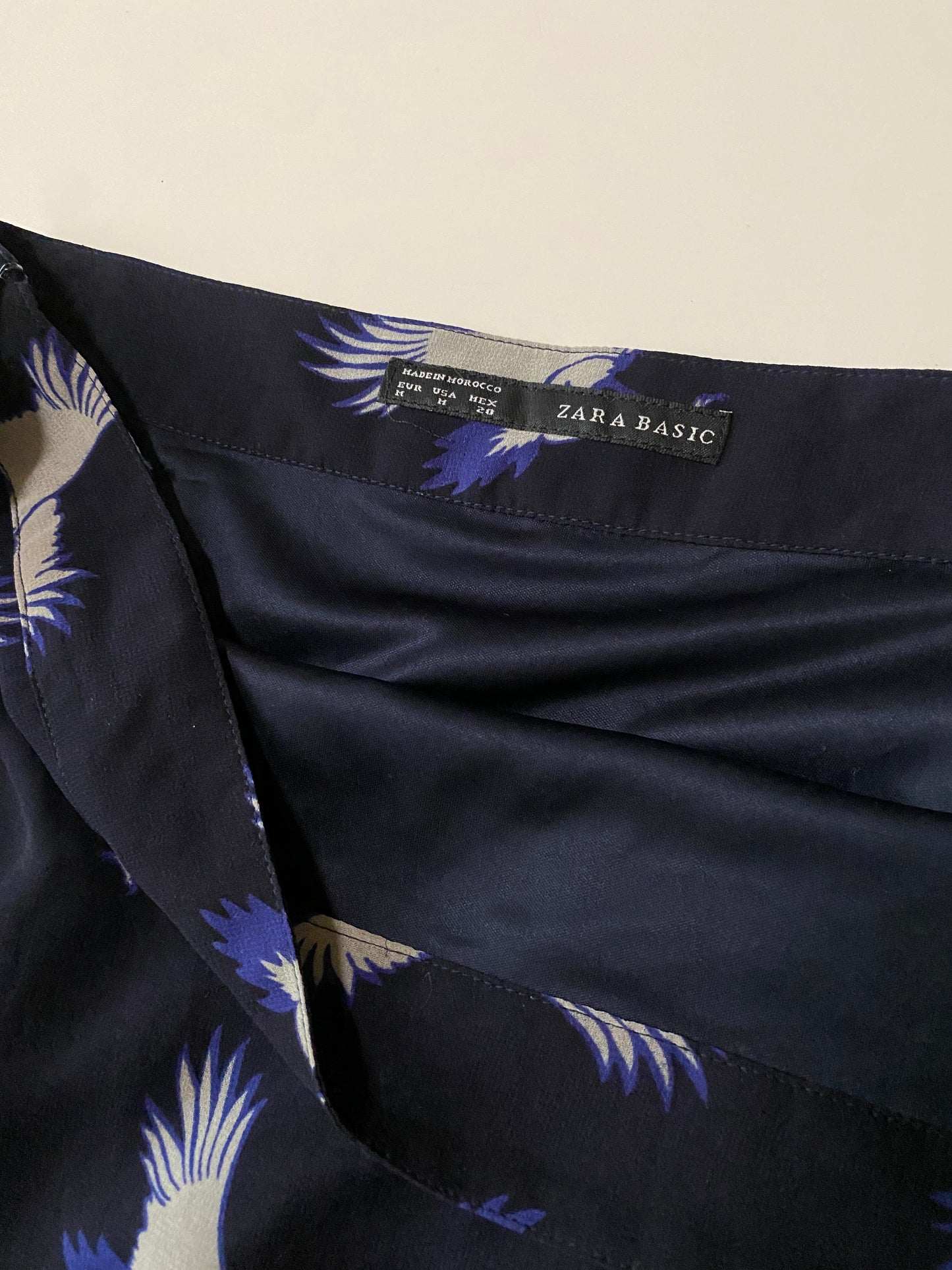 Mini falda azul estampada, Talla M, 28, Mujer