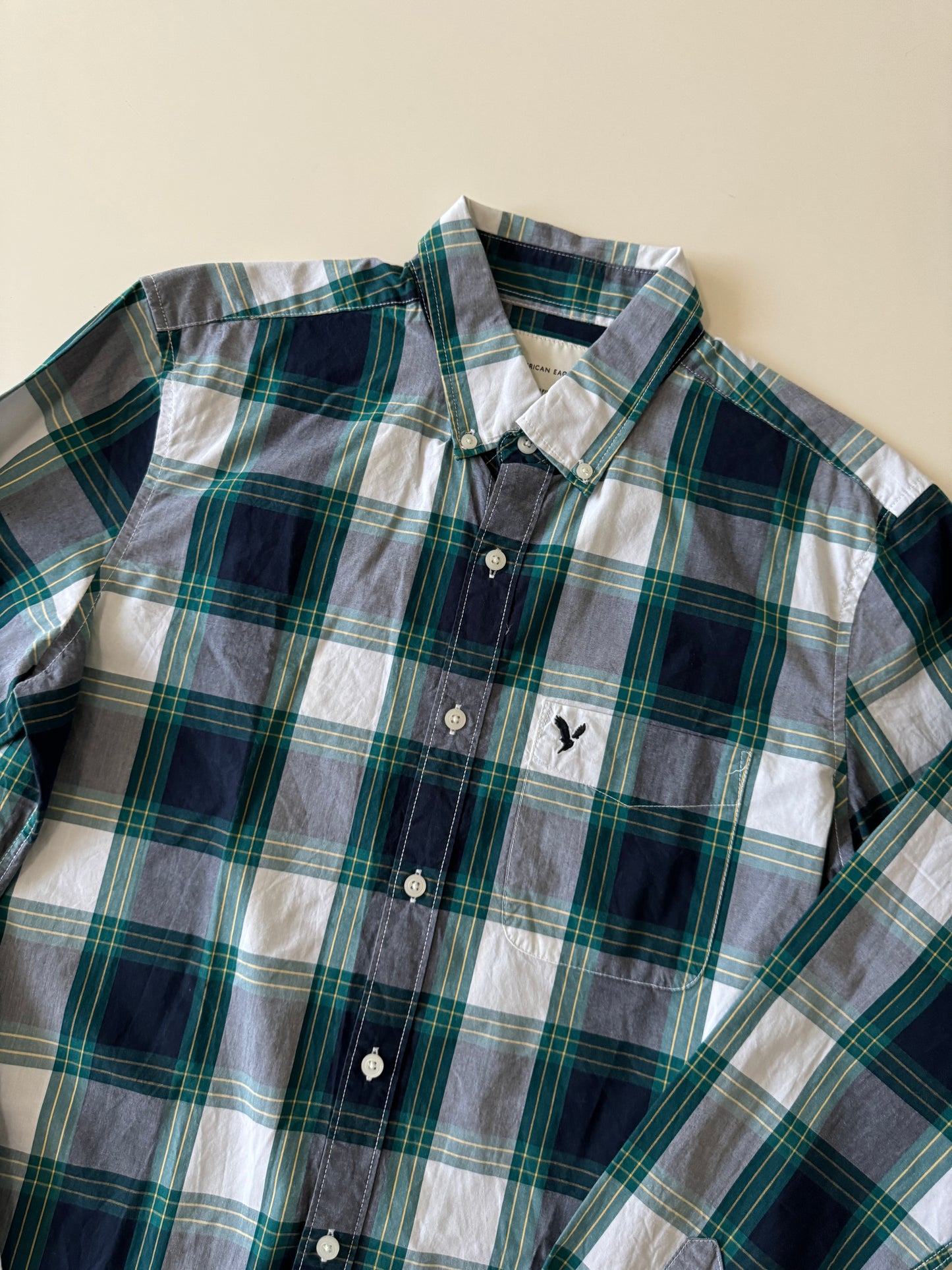 Camisa cuadros verde, Talla M, Slim Fit, Hombre