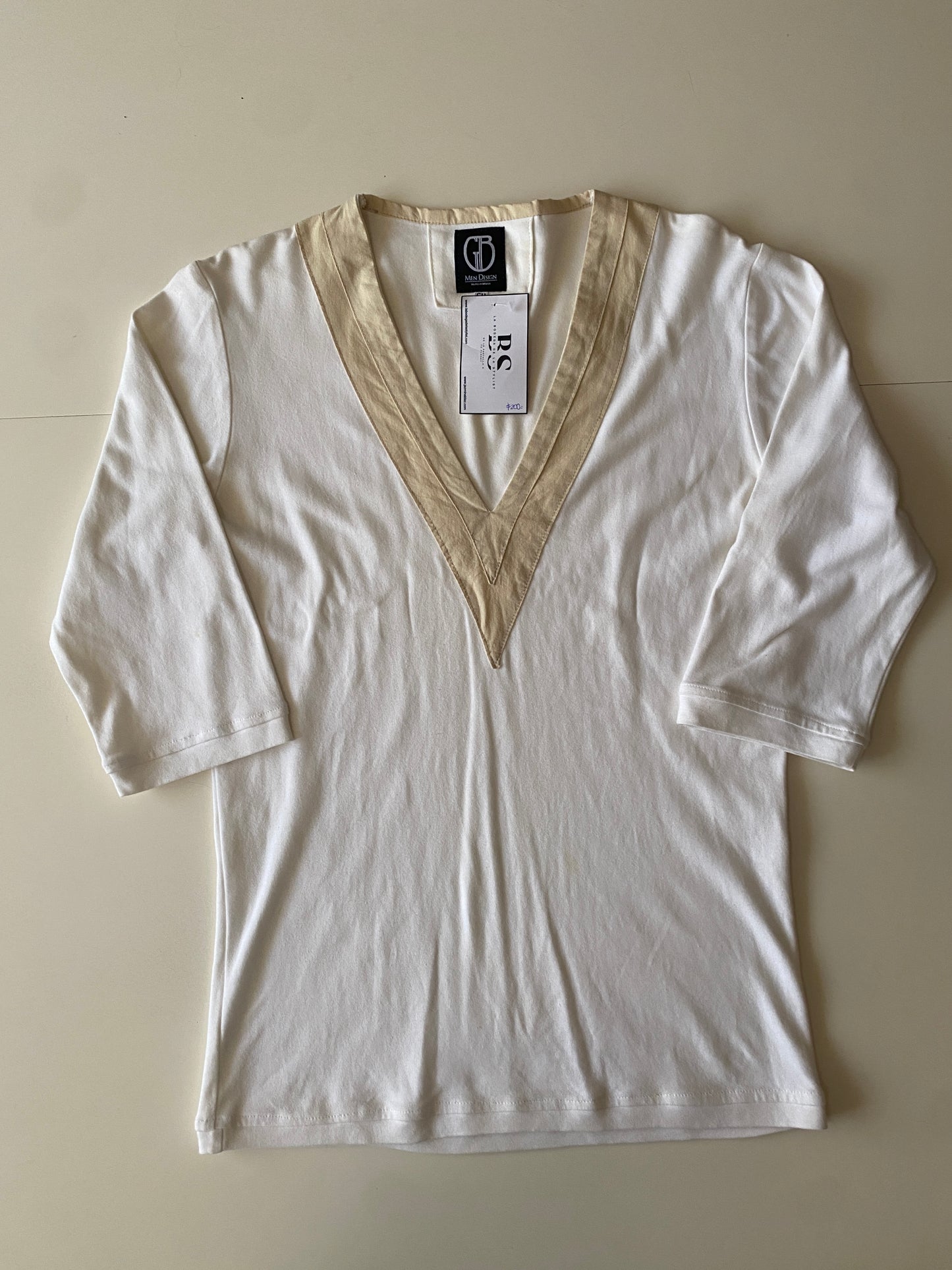 Playera etnica beige, Talla S, Hombre