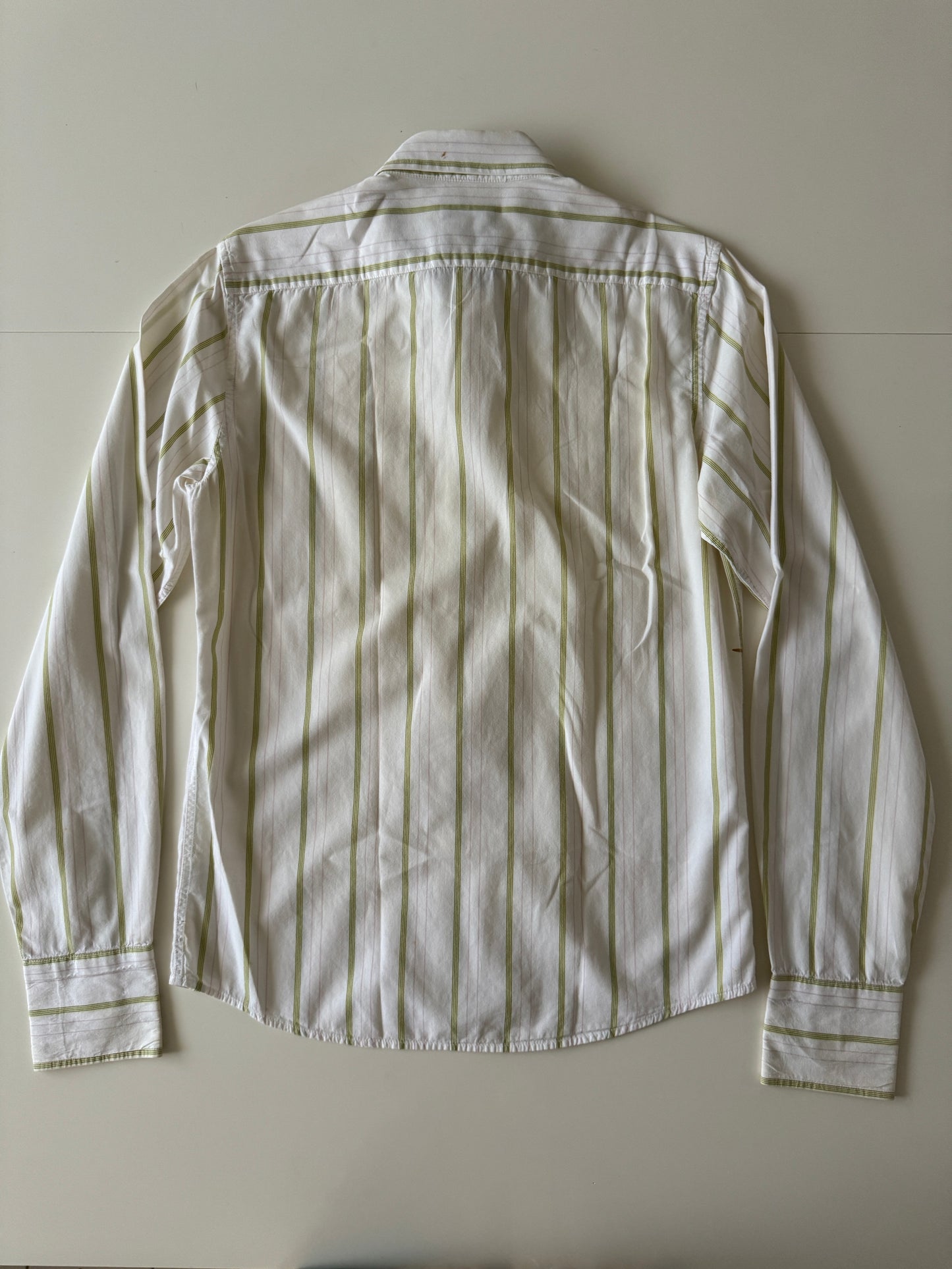 Camisa de rayas beige, Talla S, Hombre