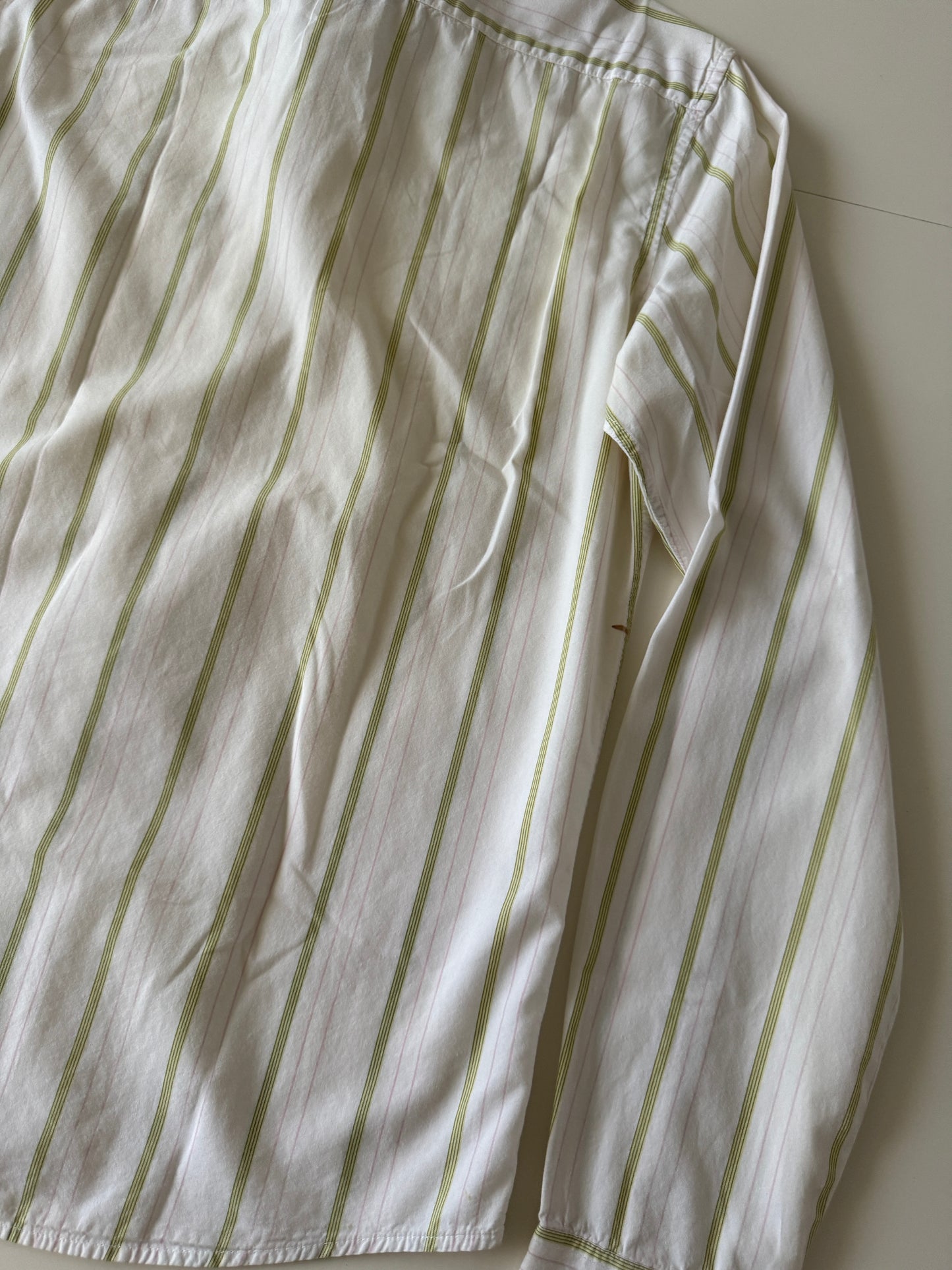 Camisa de rayas beige, Talla S, Hombre