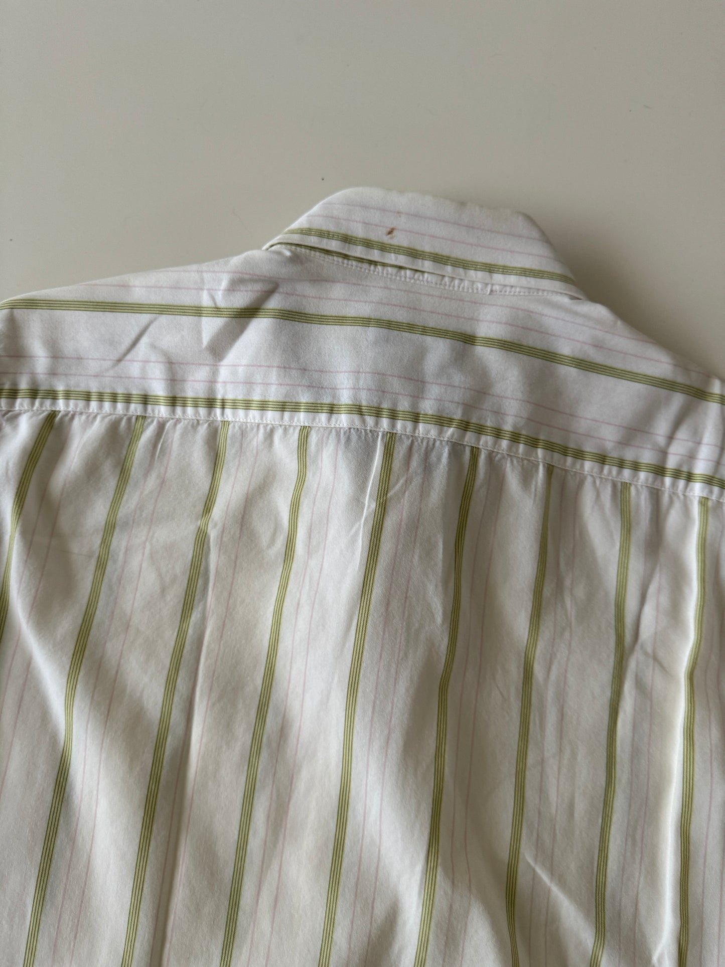 Camisa de rayas beige, Talla S, Hombre