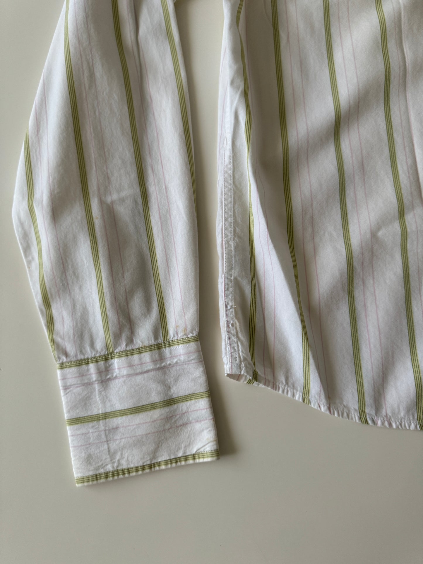 Camisa de rayas beige, Talla S, Hombre