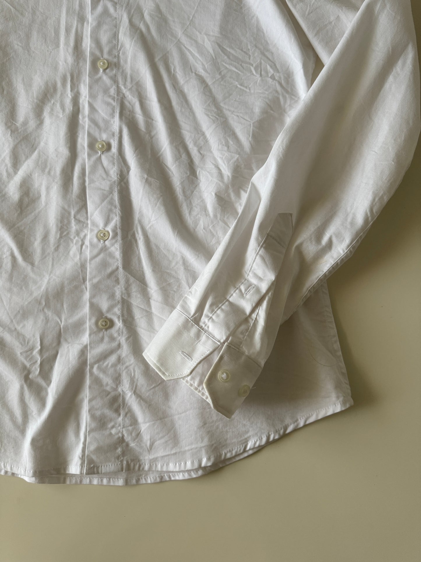 Camisa blanca de vestir, Talla S, Skinny Fit, Hombre