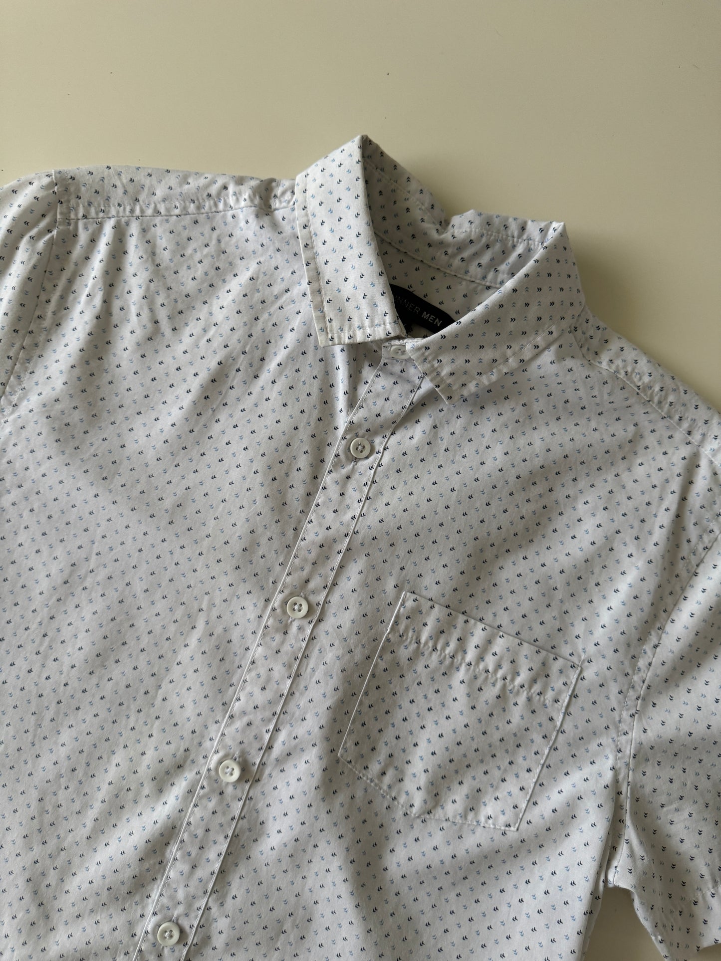 Camisa manga corta estampada, Talla S, Slim Fit, Hombre