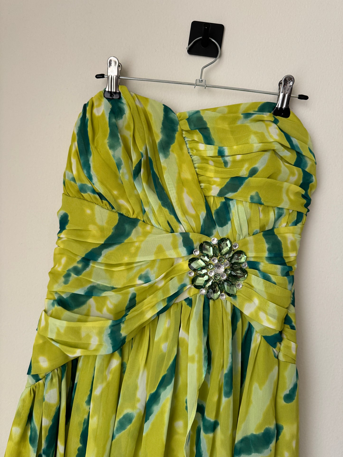 Vestido strapless estampado, Talla 7, M, Mujer