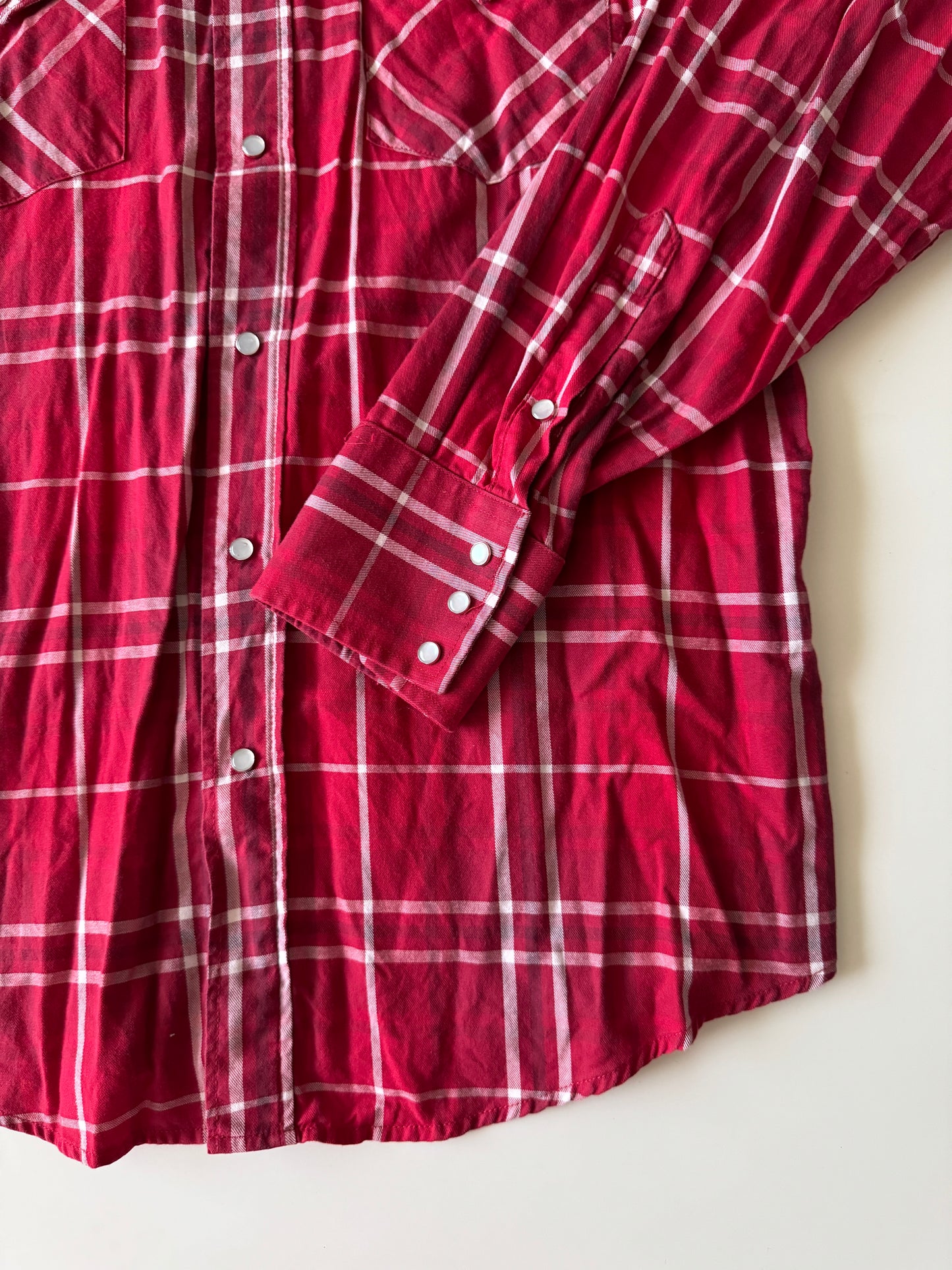 Camisa vaquera de cuadros roja, Talla L, Hombre