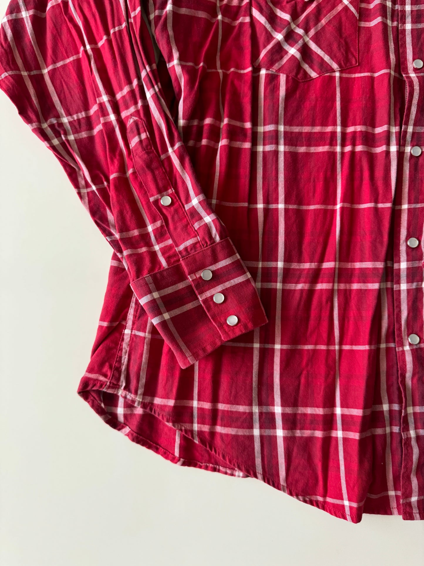 Camisa vaquera de cuadros roja, Talla L, Hombre
