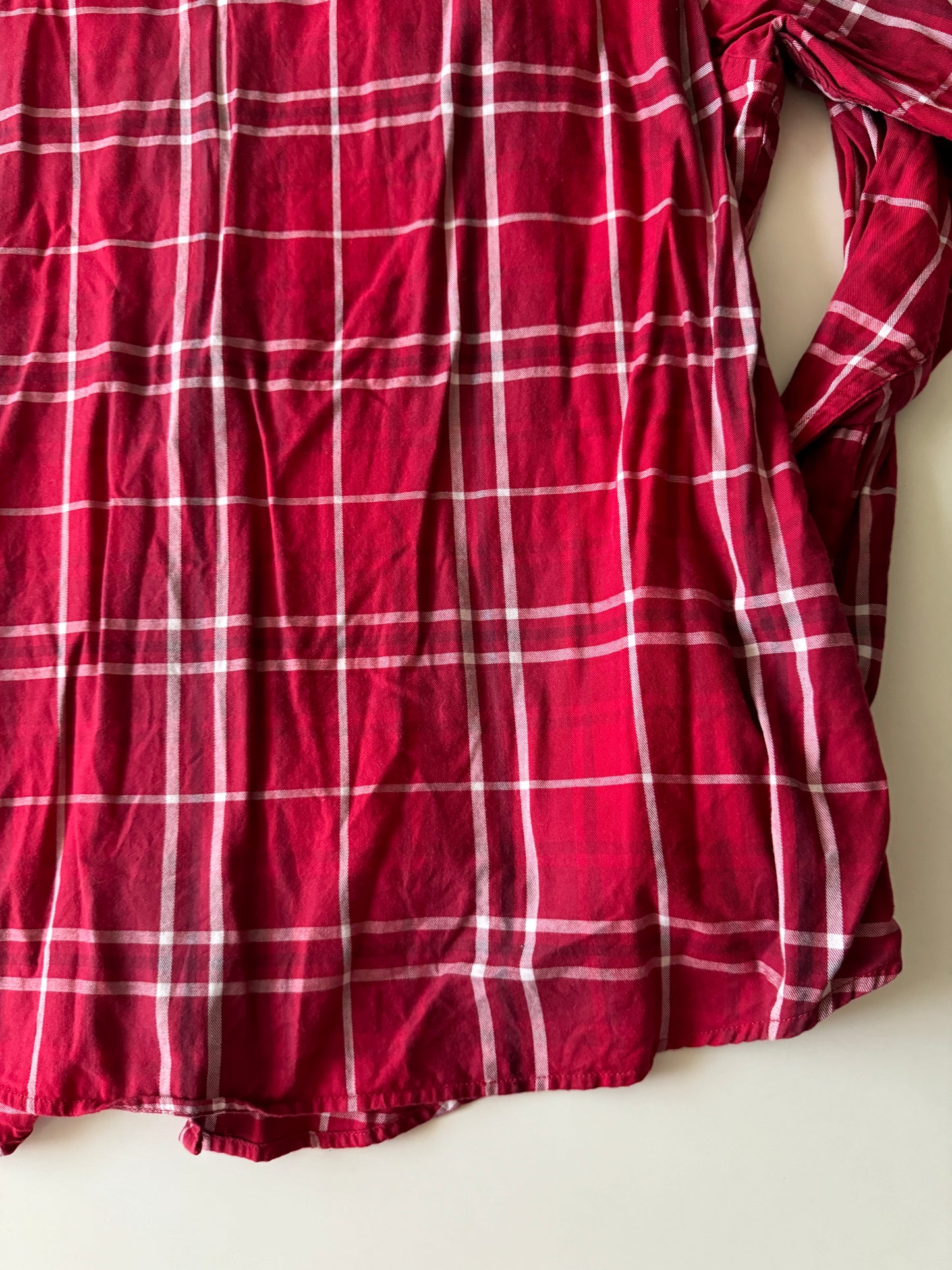 Camisa vaquera de cuadros roja, Talla L, Hombre