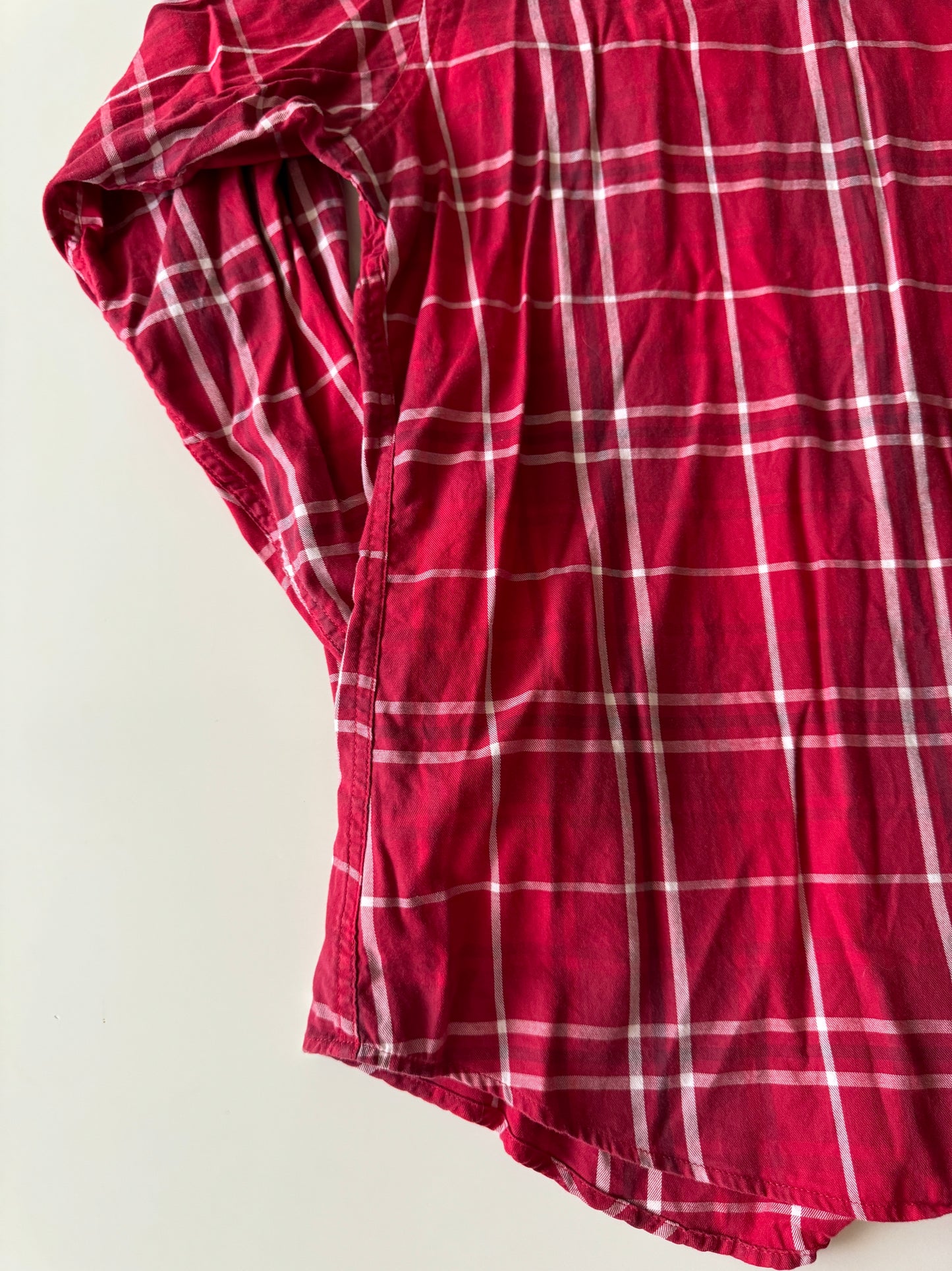 Camisa vaquera de cuadros roja, Talla L, Hombre