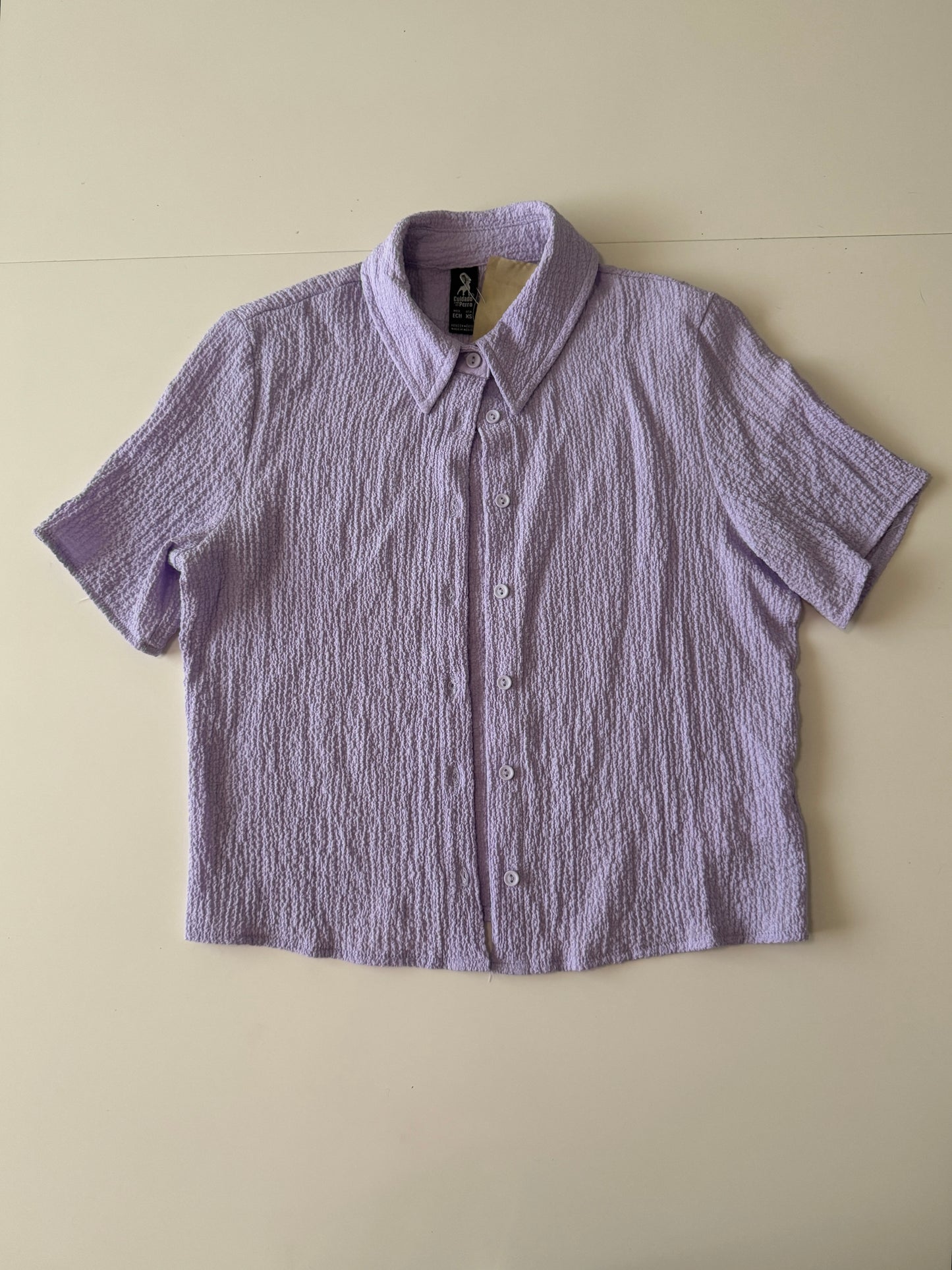 Camisa lila corta, Talla XS, Mujer