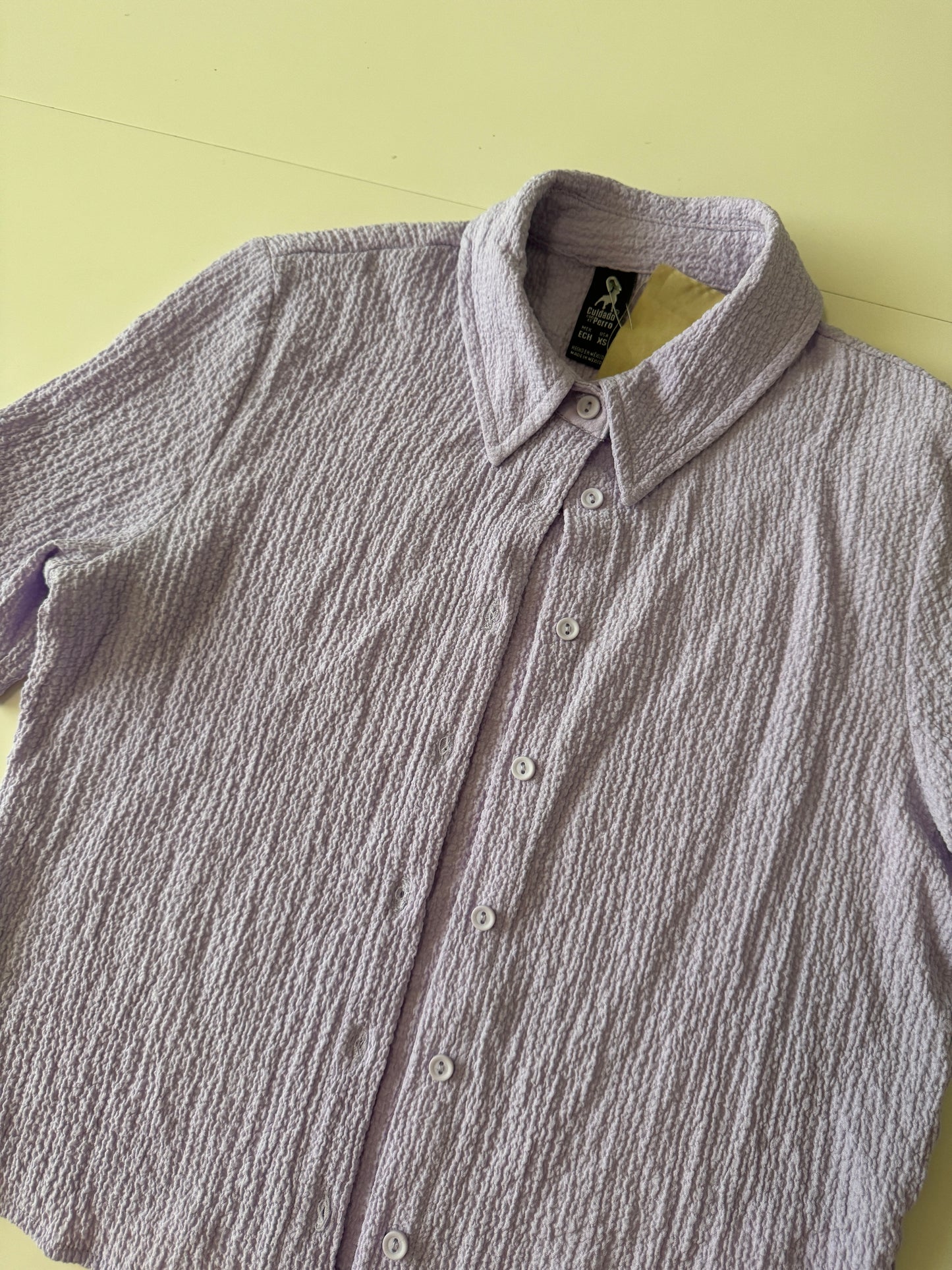 Camisa lila corta, Talla XS, Mujer