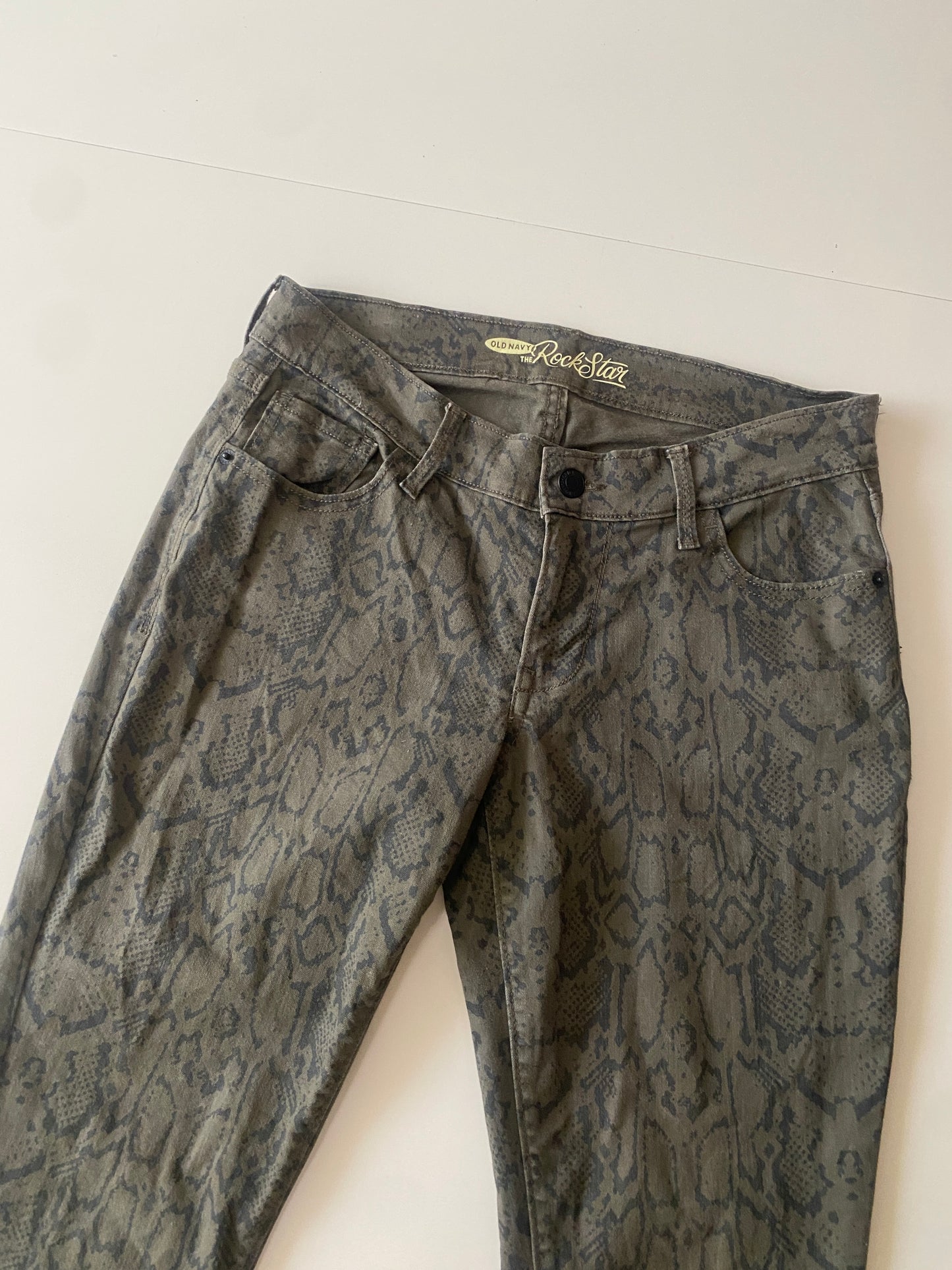 Pantalones estampados de animal print verde, Talla 8, M, Mujer